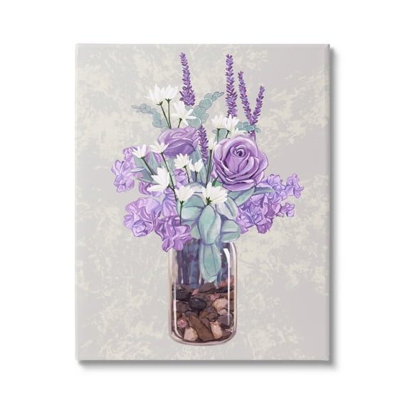 Stupell Industries Mixed Purple Bouquet Full Rose Wildflower Blooms Graphic Art Gallery Wrapped Canvas Print Wall Art, Design by Ziwei Li