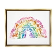 thumbnail image 1 of Stupell Industries Mixed Rainbow Animals Wildlife Arched Rainbow Shape Graphic Art Metallic Gold Floating Framed Canvas Print Wall Art, Design by Dishique, 1 of 5