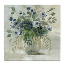 Stupell Industries Mixed Roses & Ferns Bouquet Floral Painting Wrapped Canvas Canvas Art Print Wall Art, 17 x 17