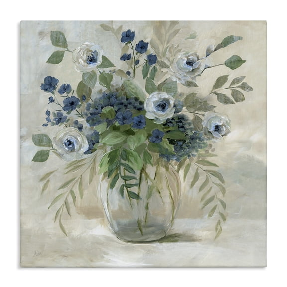 Stupell Industries Mixed Roses & Ferns Bouquet Floral Painting Wrapped Canvas Canvas Art Print Wall Art, 24 x 24