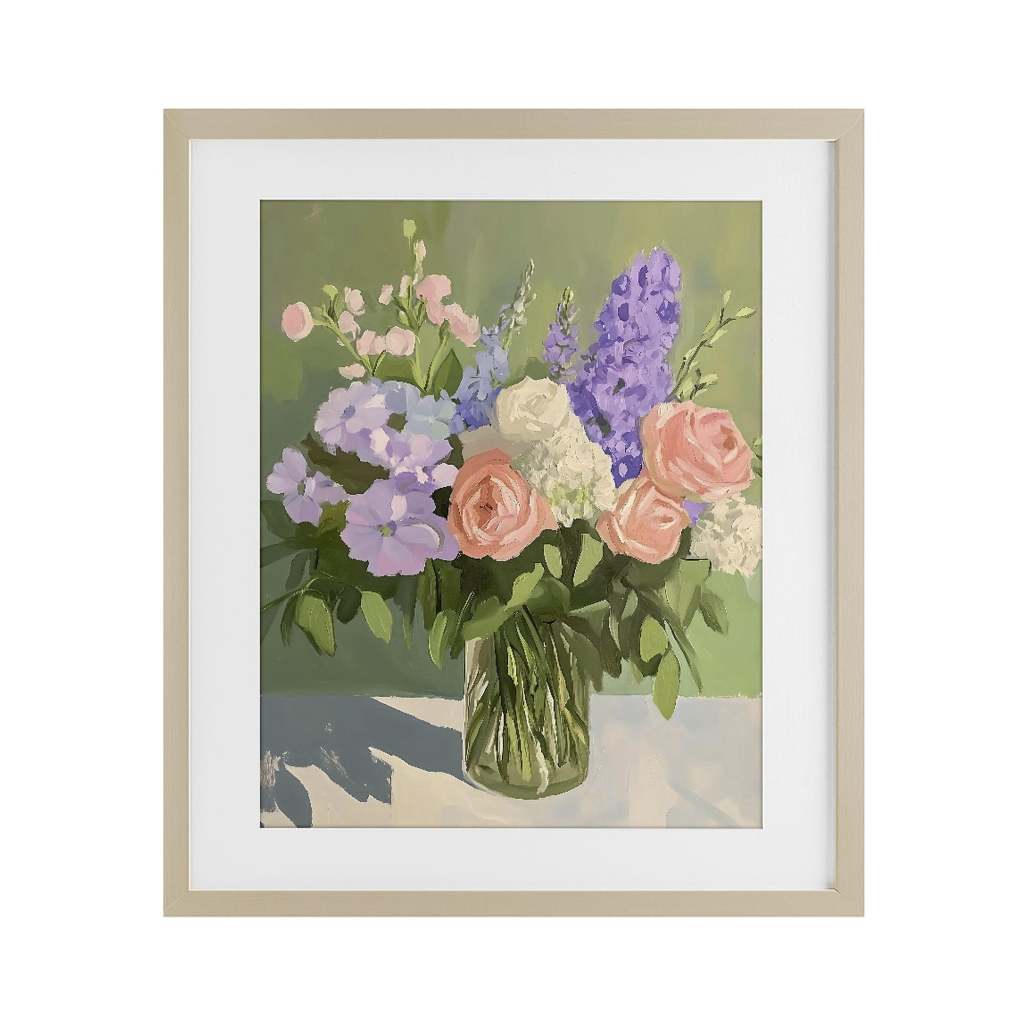 Stupell Industries Mixed Roses & Lilacs Bouquet Birch Framed Print Under Glass, design by The Prints Vibe