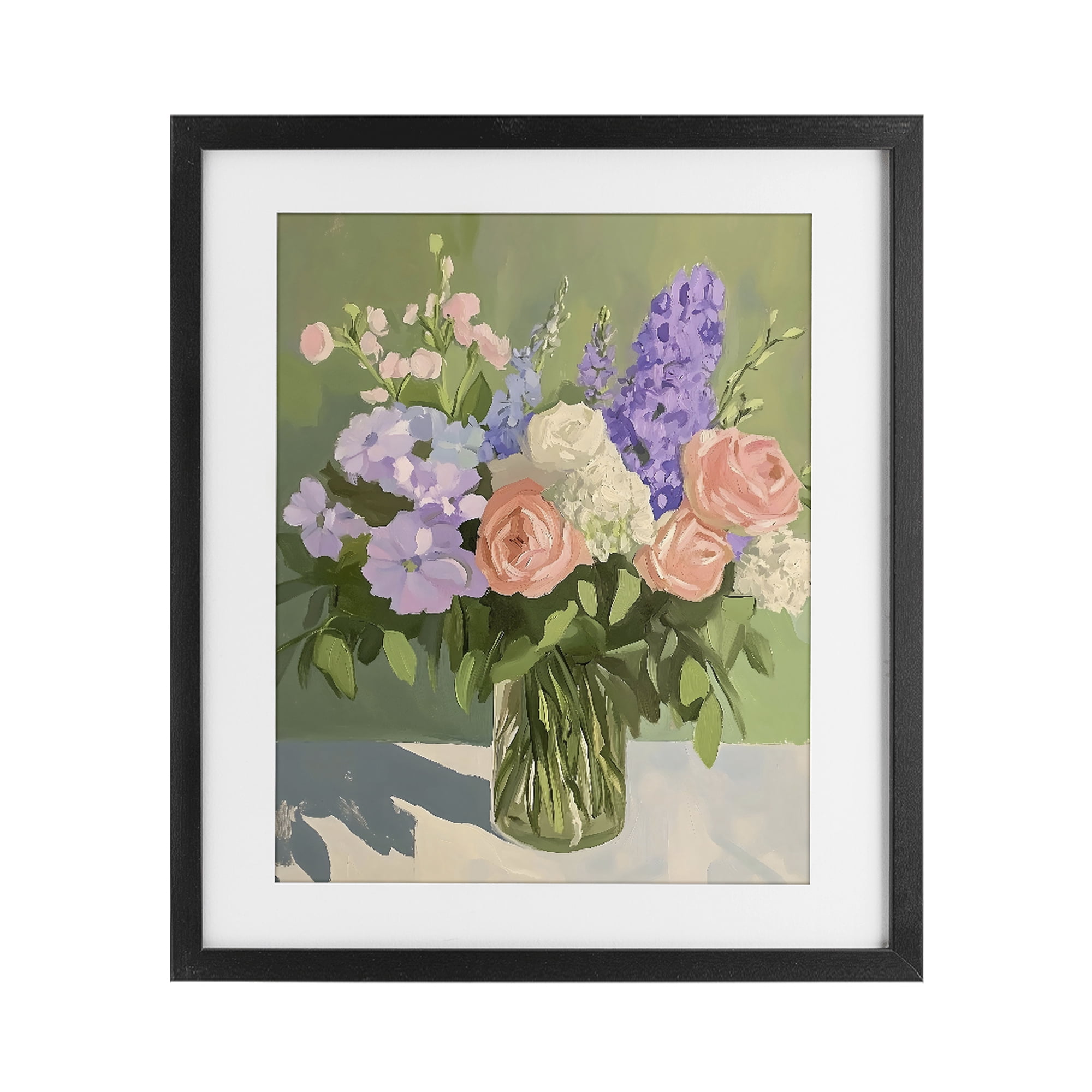 Stupell Industries Mixed Roses & Lilacs Bouquet Black Framed Print Under Glass, design by The Prints Vibe