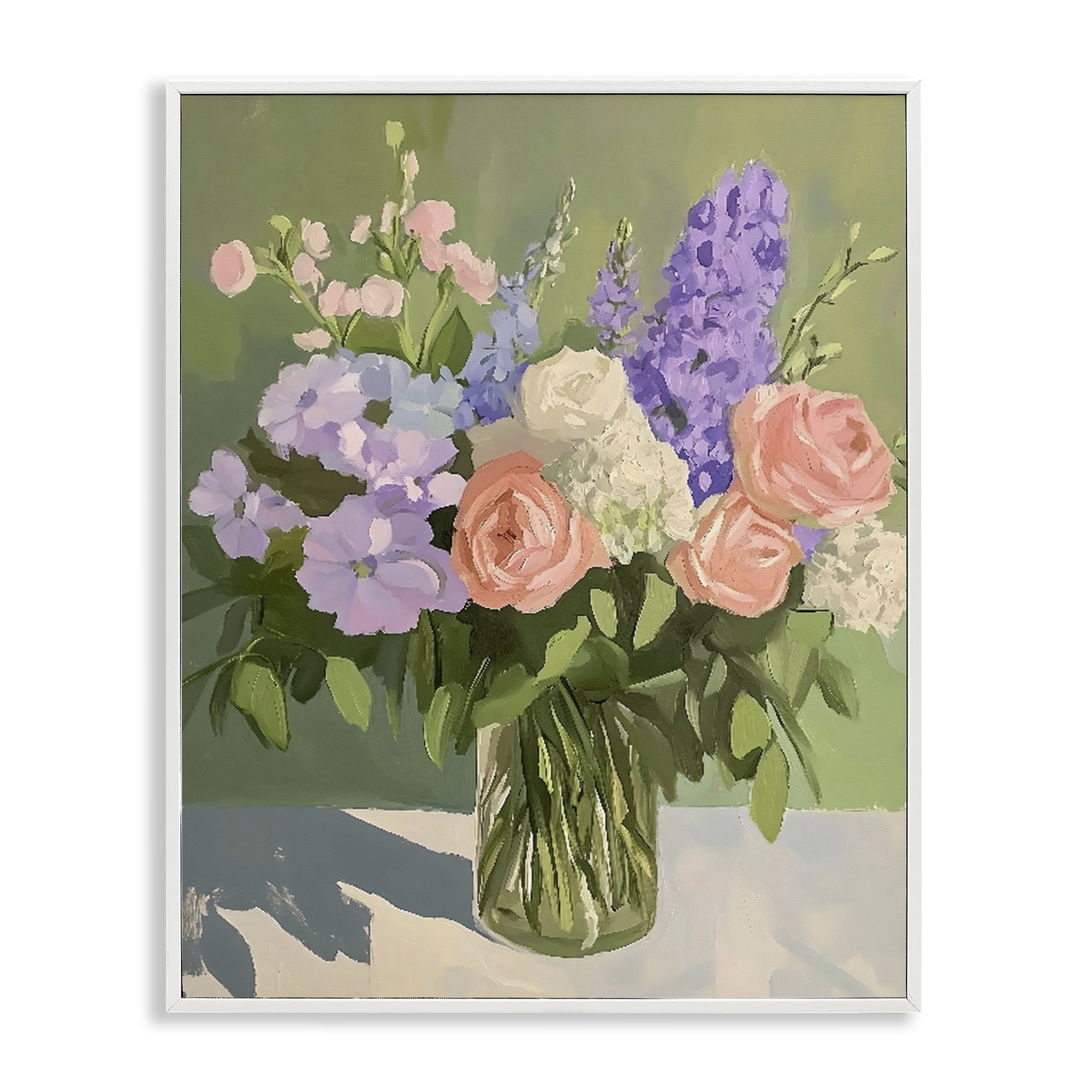 Stupell Industries Mixed Roses & Lilacs Bouquet White Framed Giclee Art, design by The Prints Vibe