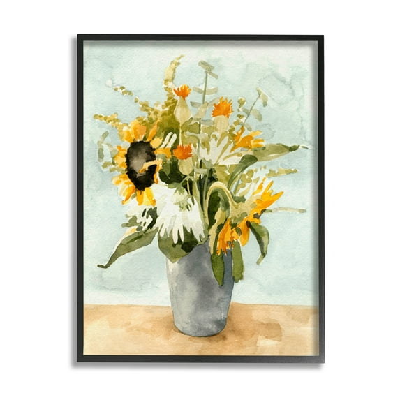 Stupell Industries Mixed Sunflower Bouquet Country Florals Painting Black Framed Art Print Wall Art, Design by Emma Caroline