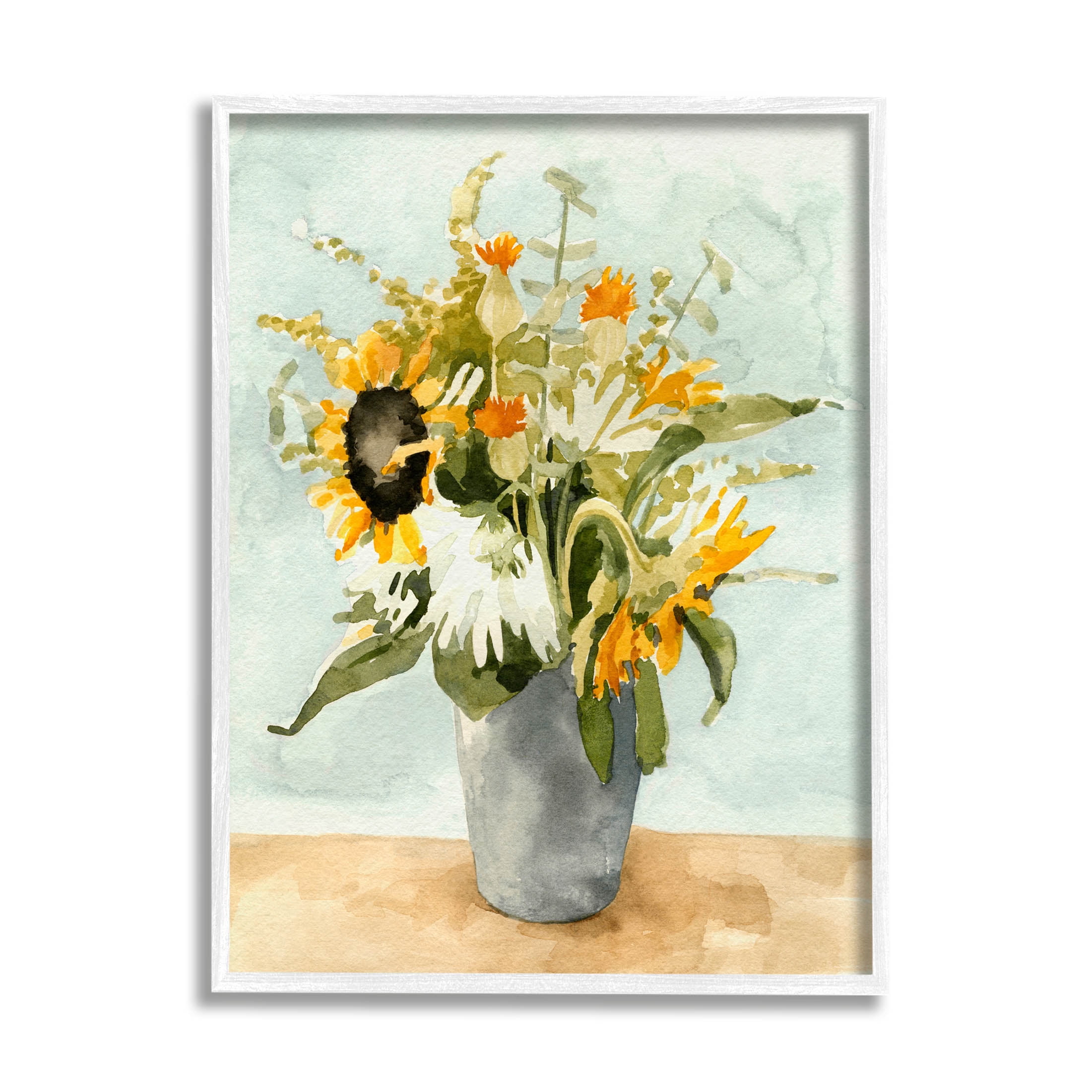 Stupell Industries Mixed Sunflower Bouquet Country Florals Painting White Framed Art Print Wall Art, Design by Emma Caroline