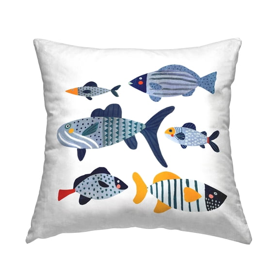 Stupell Industries Mixed Tropical Fish Patterned Kids Animals Design by Victoria Barnes Throw Pillow