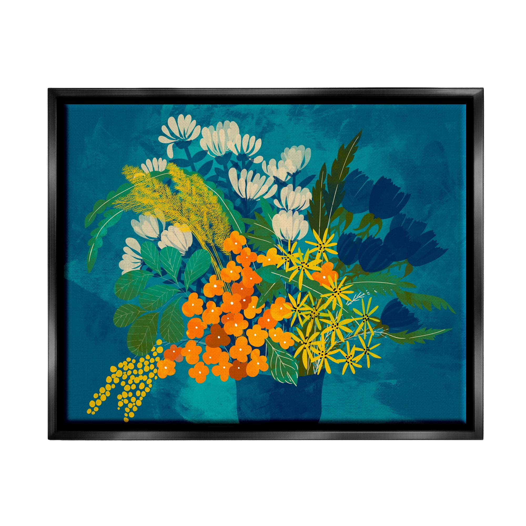 Stupell Industries Mixed Vase Florals Botanical & Floral Painting Black Floater Framed Canvas Art Print Wall Art, 31 x 25