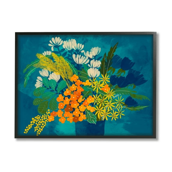 Stupell Industries Mixed Vase Florals Botanical & Floral Painting Black Framed Art Print Wall Art, 20 x 16