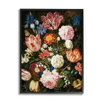 Stupell Industries Mixed Vintage Bouquet Botanical & Floral Painting Black Framed Art Print Wall Art, 11 x 14