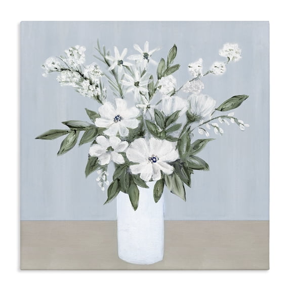 Stupell Industries Contemporary Mixed White Blooms on Blue Canvas Art, 30 x 30, by Marilyn Dunlap