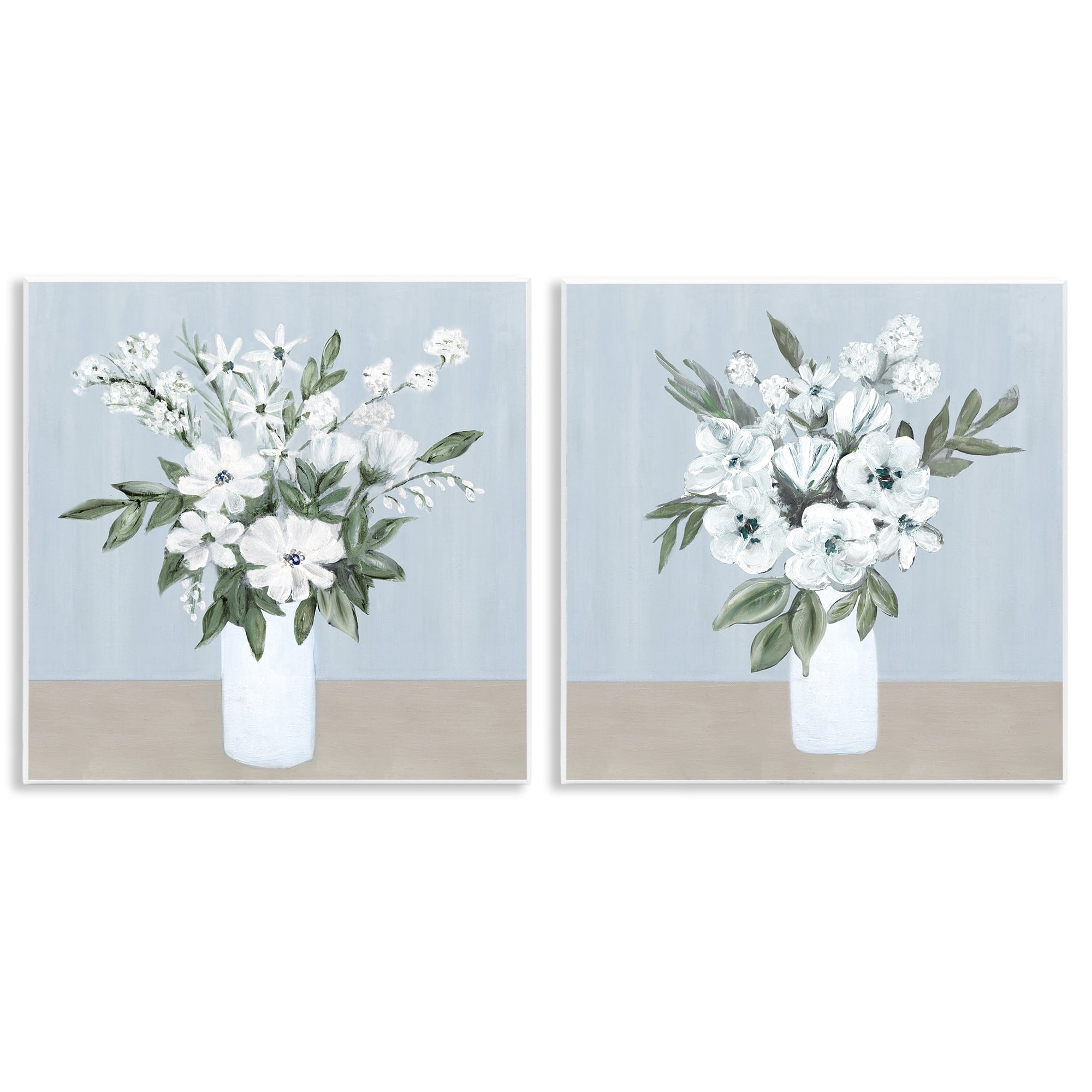Stupell Industries Mixed White Blossoms 2 Piece Wall Plaque Art Set, design by Marilyn Dunlap