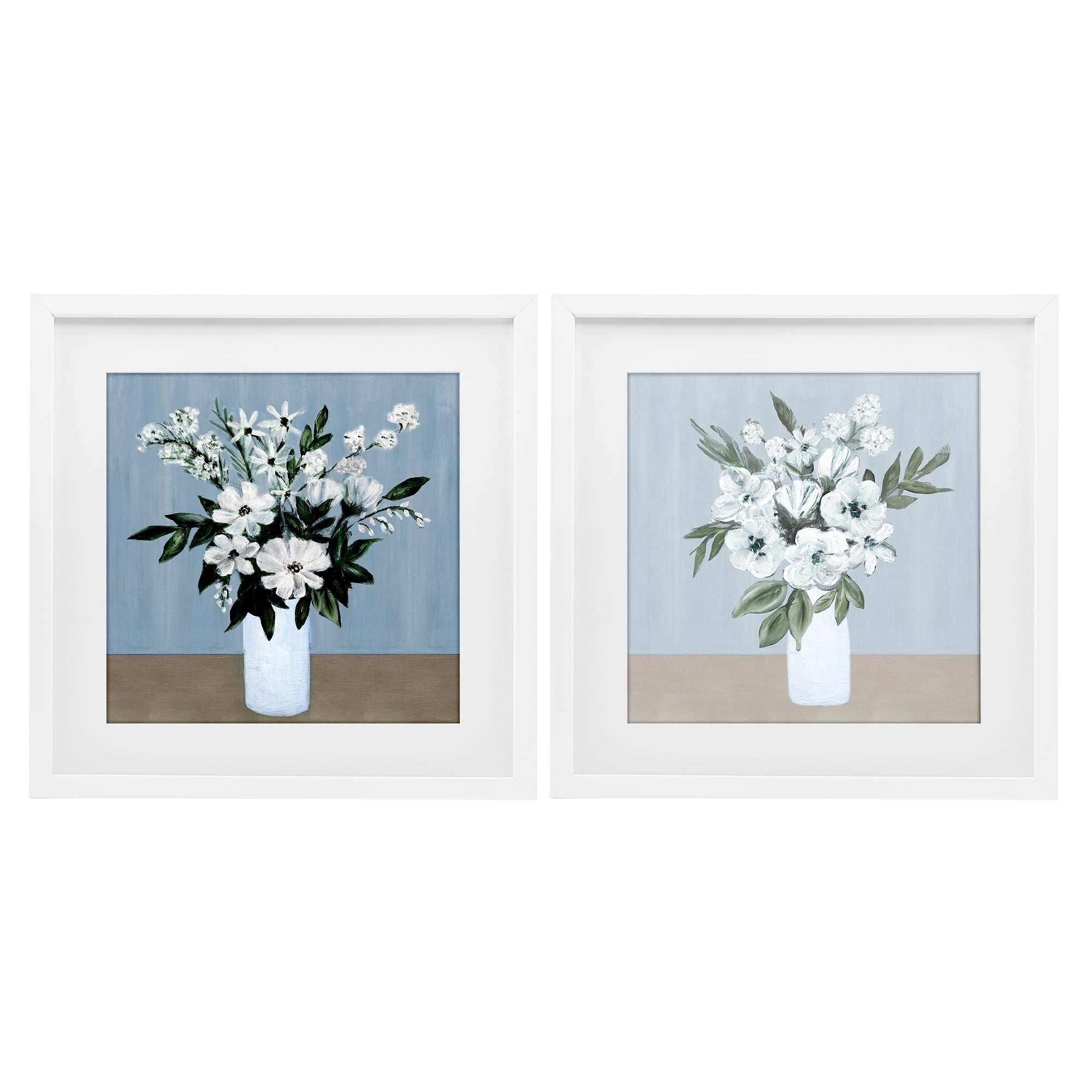 Stupell Industries Mixed White Blossoms 2 Piece White Framed Print Under Glass Set, design by Marilyn Dunlap