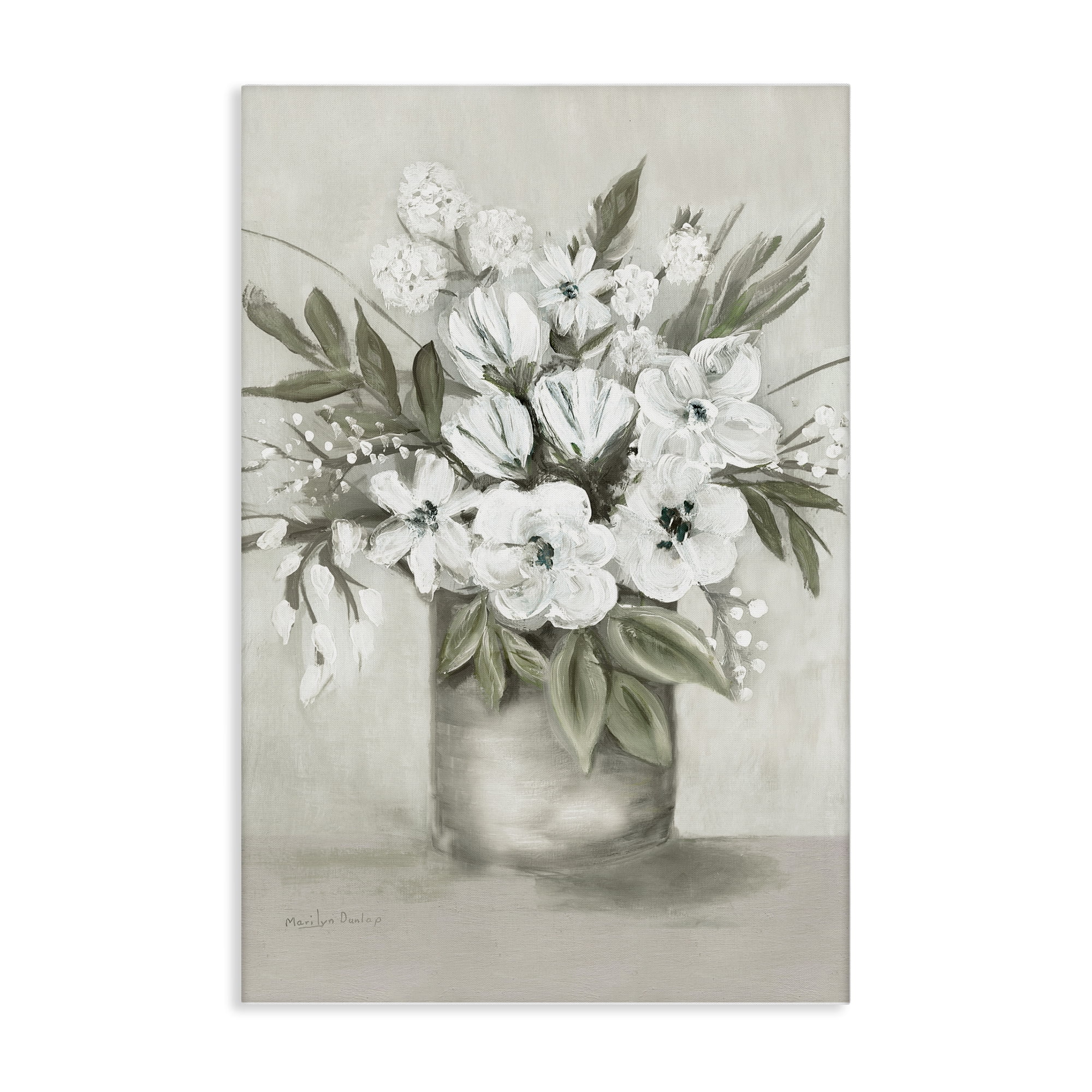 Stupell Industries Mixed White Flowers Plants & Flowers Painting Wrapped Canvas Art Print Wall Art, 20 x 30