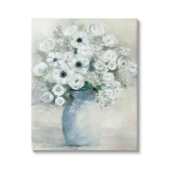 Stupell Industries Mixed White Peonies & Poppies Bouquet Traditional Painting Painting Gallery Wrapped Canvas Print Wall Art, Design by Sally Swatland