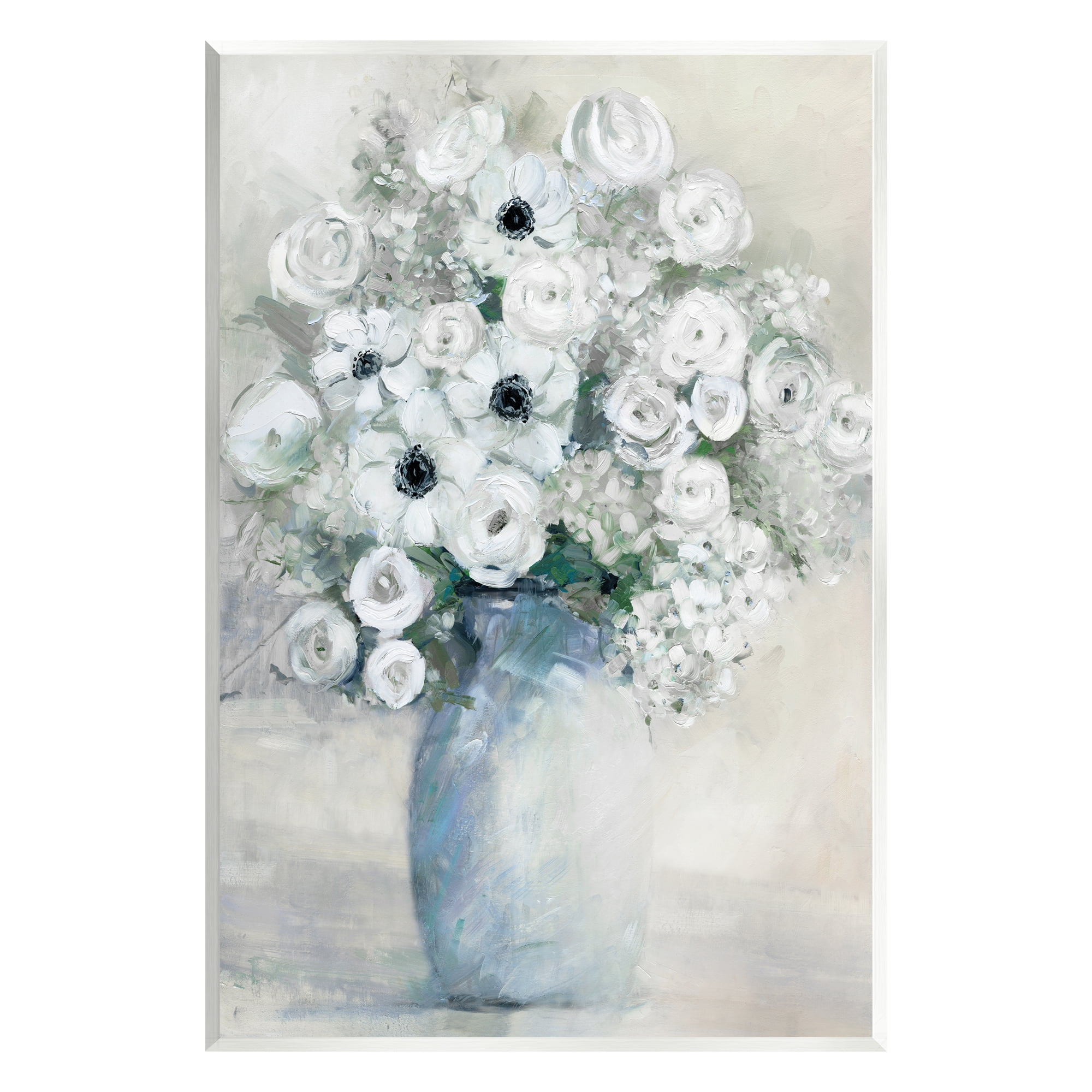 Stupell Industries Mixed White Peonies & Poppies Bouquet Traditional Painting Painting Unframed Art Print Wall Art, Design by Sally Swatland