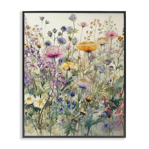 Stupell Industries Mixed Wild Flowers Plants & Flowers Painting Black Framed Art Print Wall Art, 11 x 14