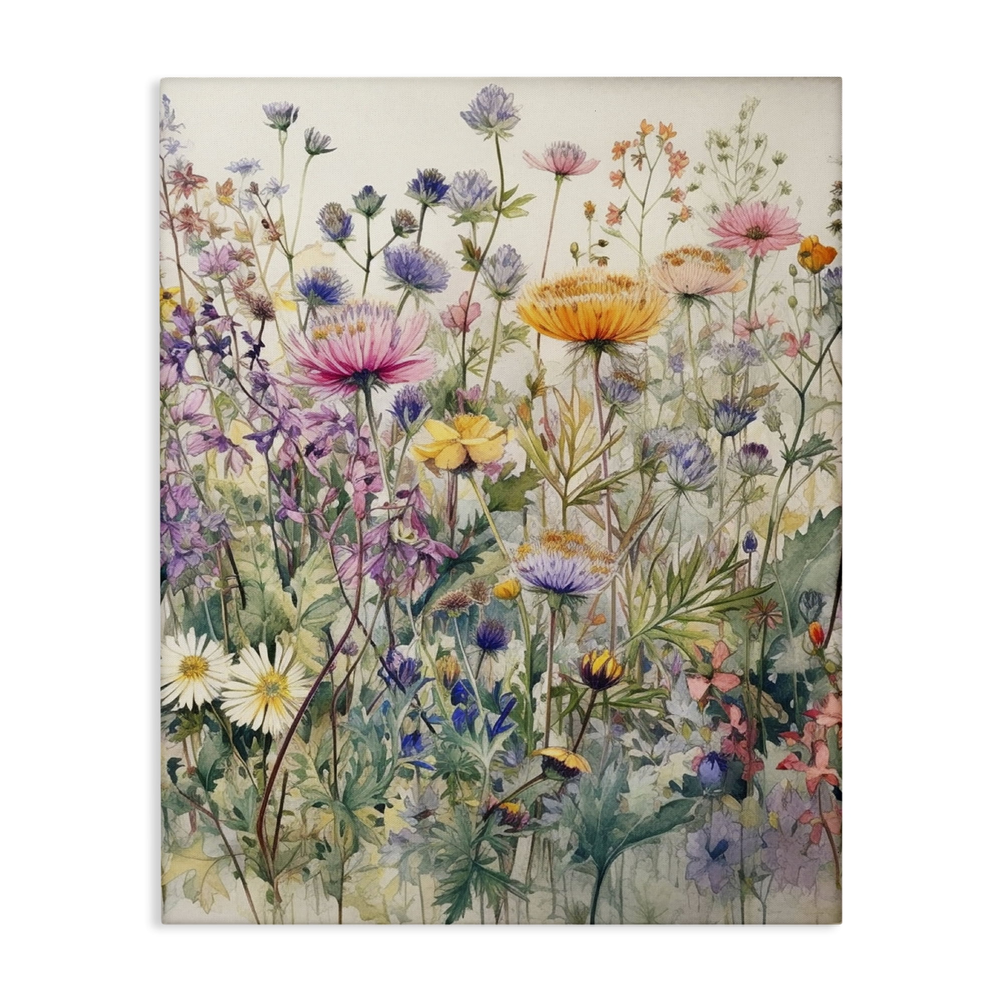 Stupell Industries Mixed Wild Flowers Plants & Flowers Painting Wrapped Canvas Art Print Wall Art, 24 x 30