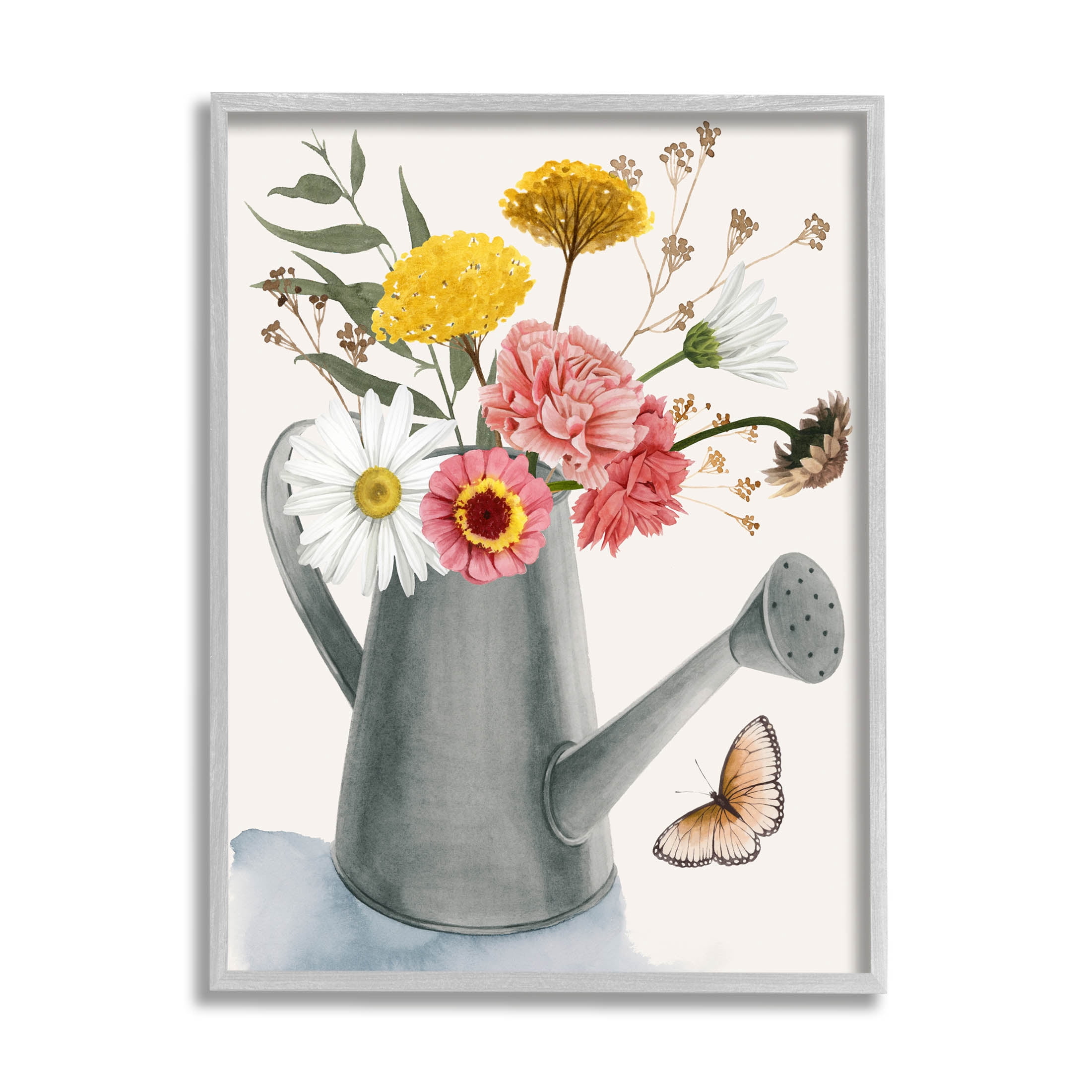 Stupell Industries Mixed Wildflower Arrangement Gardening Painting Gray Framed Art Print Wall Art, Design by Grace Popp