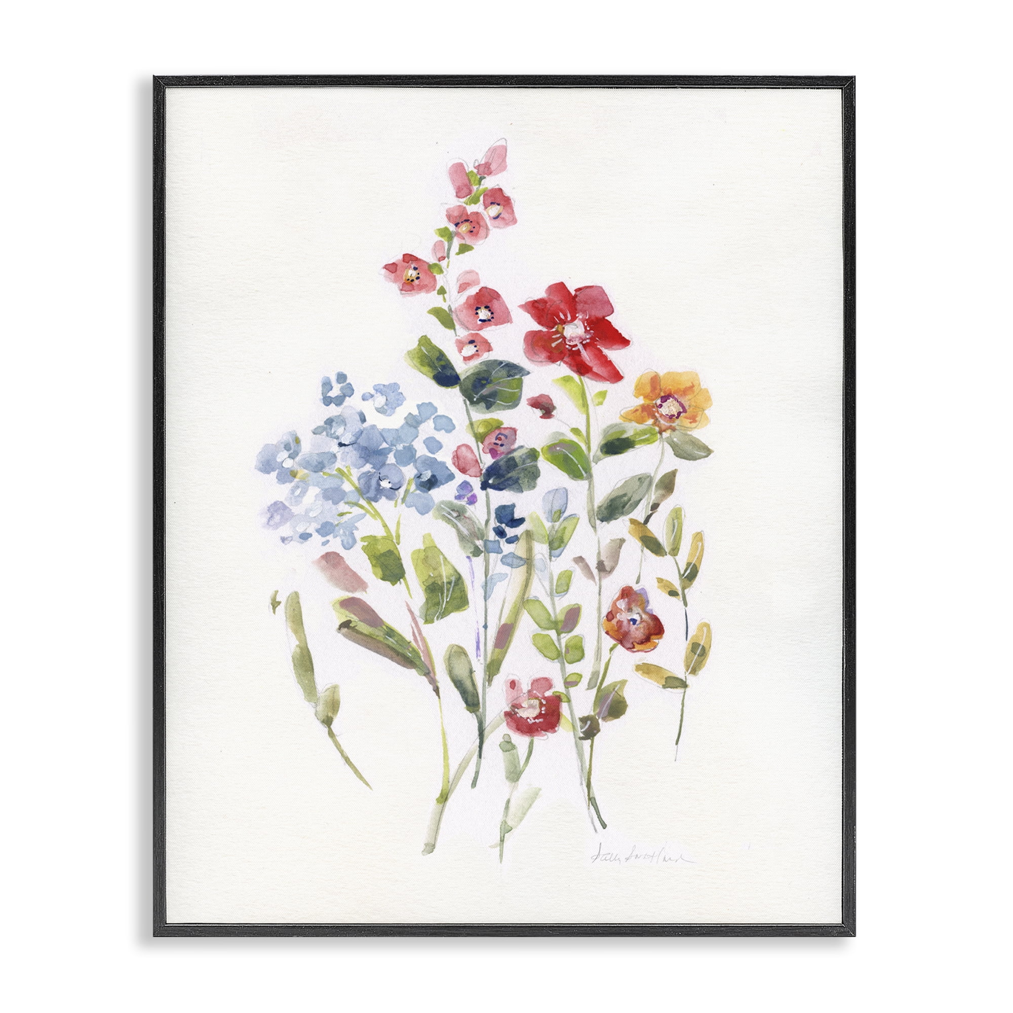 Stupell Industries Mixed Wildflower Buds Plants & Flowers Painting Black Framed Art Print Wall Art, 16 x 20