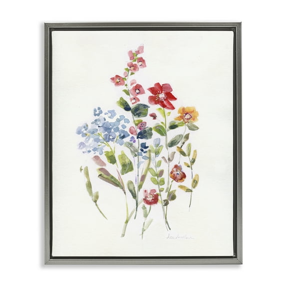 Stupell Industries Mixed Wildflower Buds Plants & Flowers Painting Gray Floater Framed Canvas Art Print Wall Art, 25 x 31