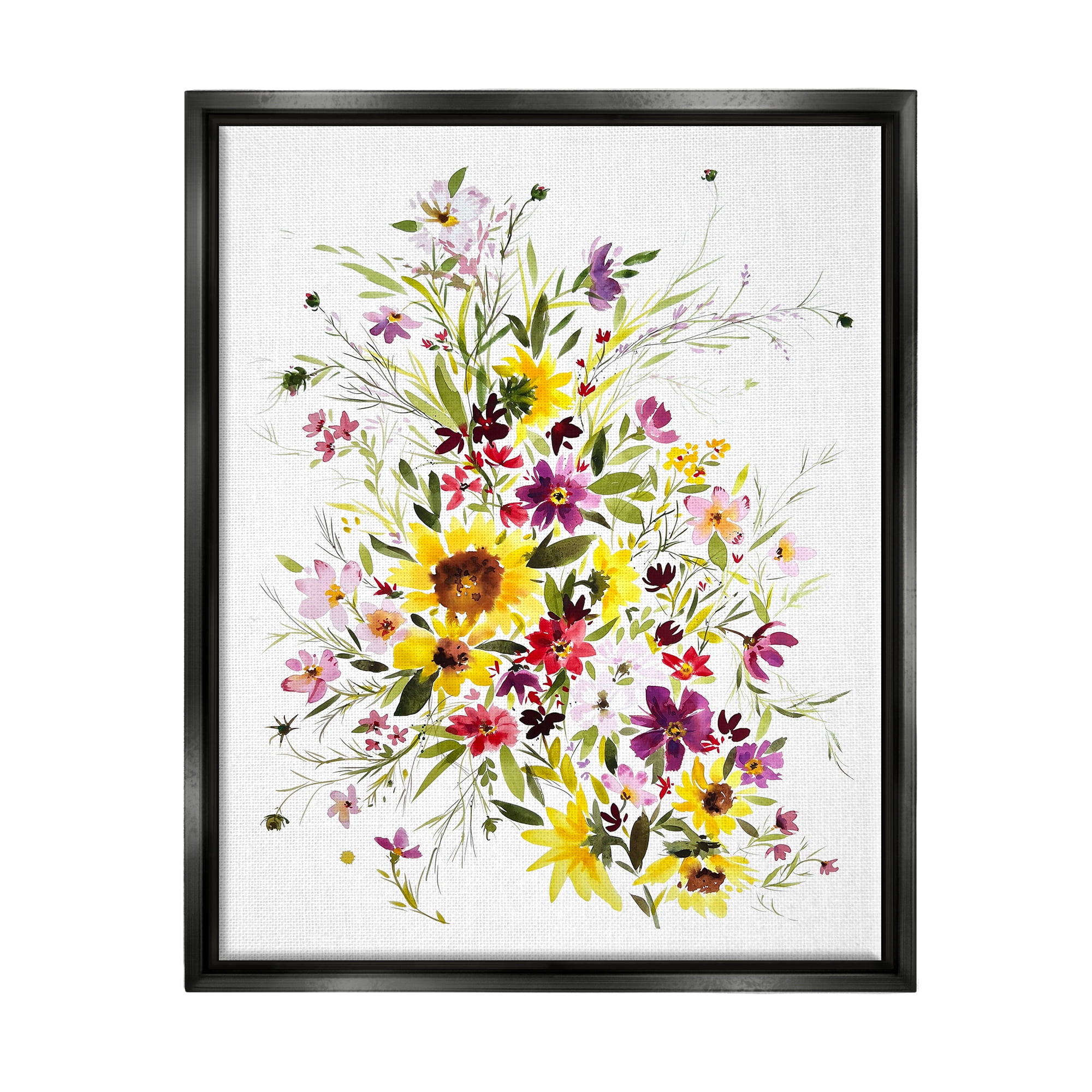Stupell Industries Mixed Wildflower Herbs Botanical & Floral Painting Black Floater Framed Art Print Wall Art, 25 x 31