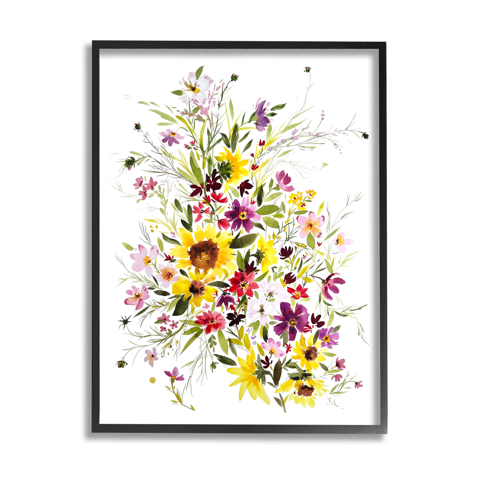 Stupell Industries Mixed Wildflower Herbs Botanical & Floral Painting Black Framed Art Print Wall Art, 24 x 30