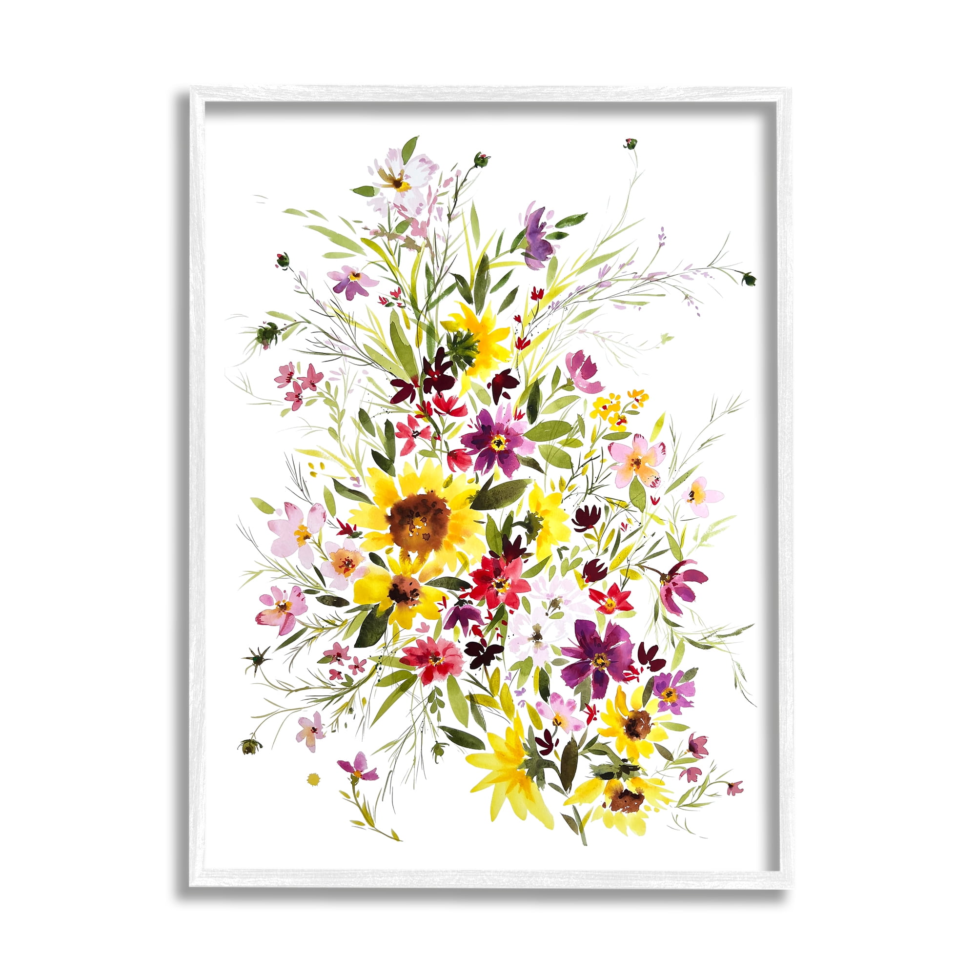 Stupell Industries Mixed Wildflower Herbs Botanical & Floral Painting White Framed Art Print Wall Art, 16 x 20