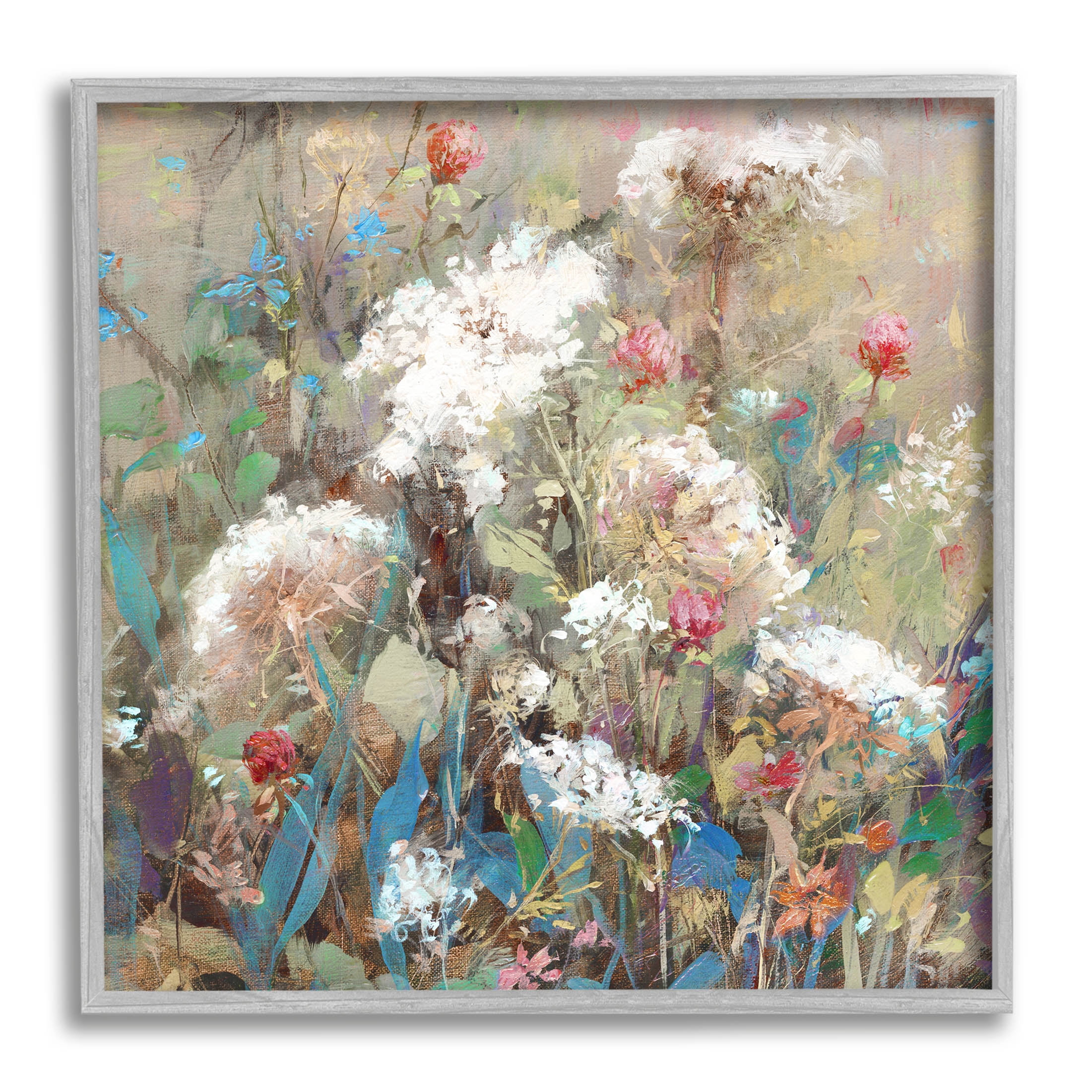 Stupell Industries Mixed Wildflower Nature Arrangement Painting Gray Framed Art Print Wall Art, Design by Katie Swatland