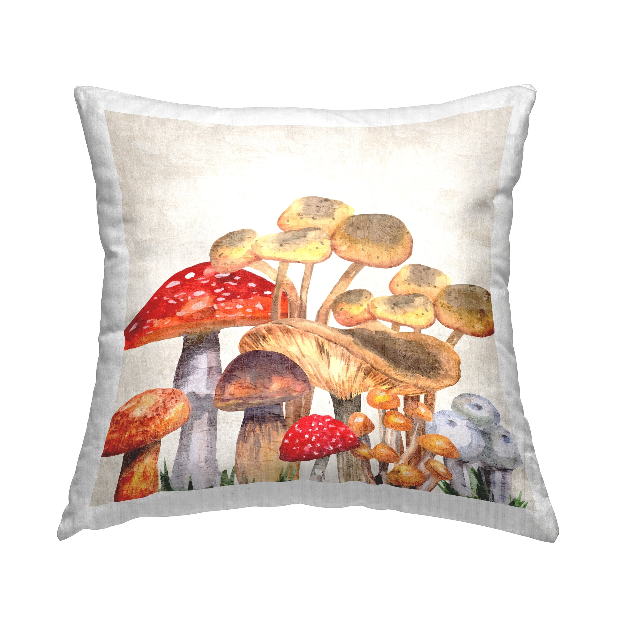 Stupell Industries Mixed Woodland Mushrooms Square Decorative Printed Throw Pillow, 18 x 18