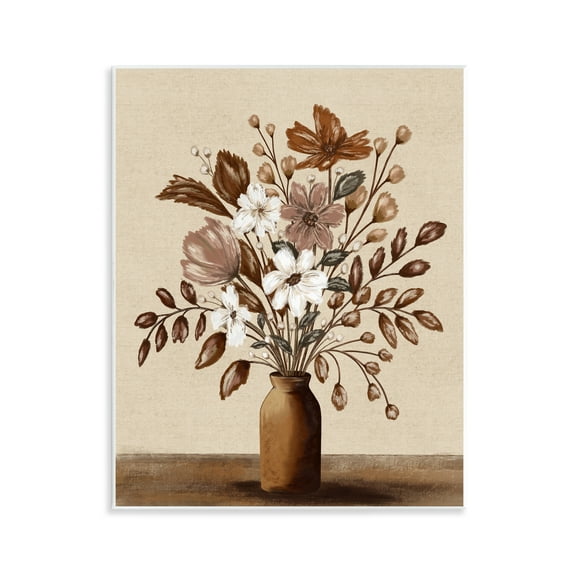 Stupell Industries Mocha Flower Vase Wall Plaque Art design by Kristen Dalpiaz, 14 x 11