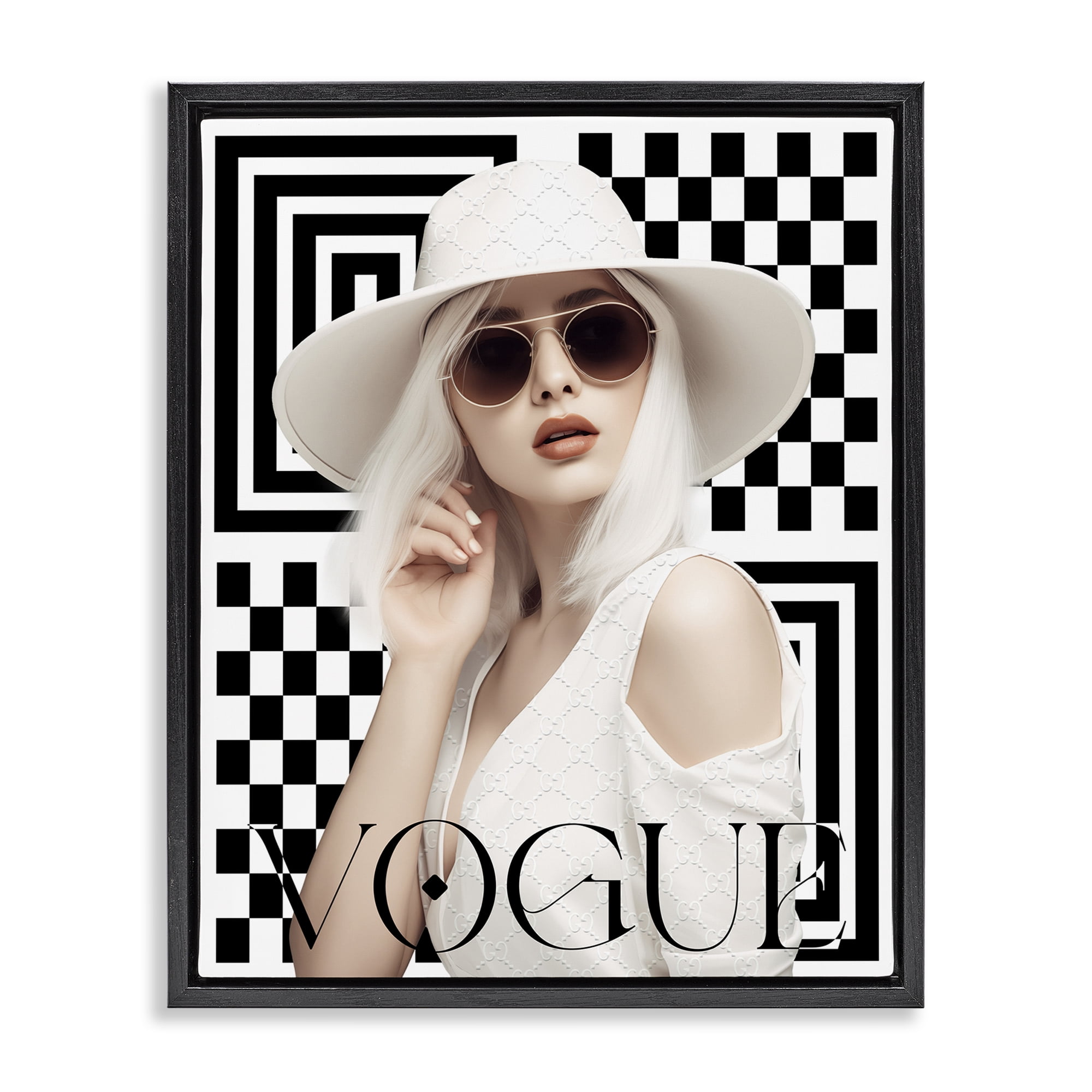 Stupell Industries Mod Elegance Woman Fashion Painting Black Floater Framed Canvas Art Print Wall Art, 17 x 21