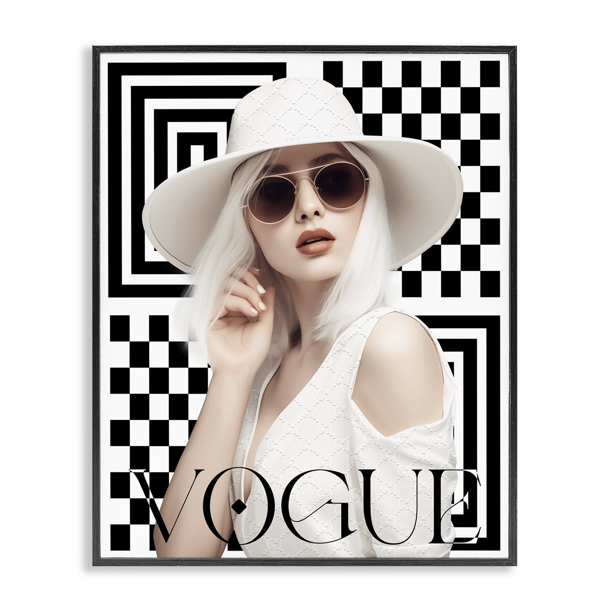 Stupell Industries Mod Elegance Woman Fashion Painting Black Framed Art Print Wall Art, 24 x 30