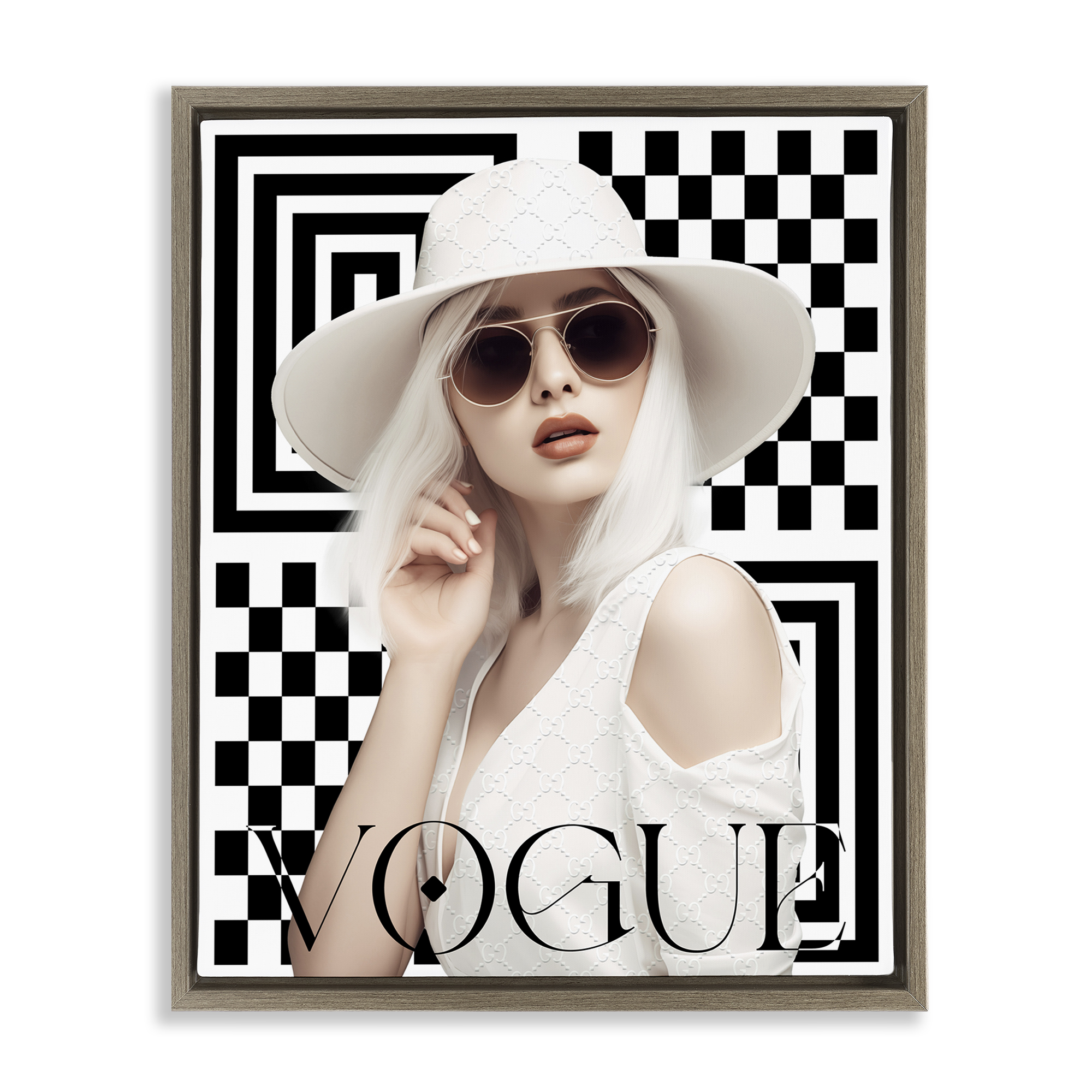 Stupell Industries Mod Elegance Woman Fashion Painting Brown Floater Framed Canvas Art Print Wall Art, 17 x 21