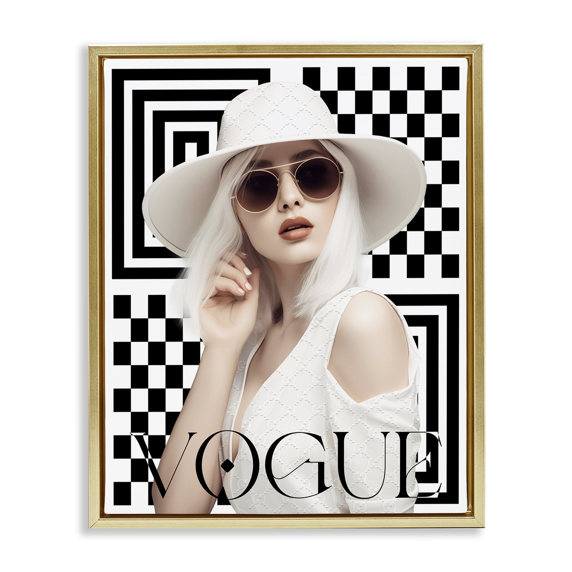 Stupell Industries Mod Elegance Woman Fashion Painting Gold Floater Framed Canvas Art Print Wall Art, 17 x 21