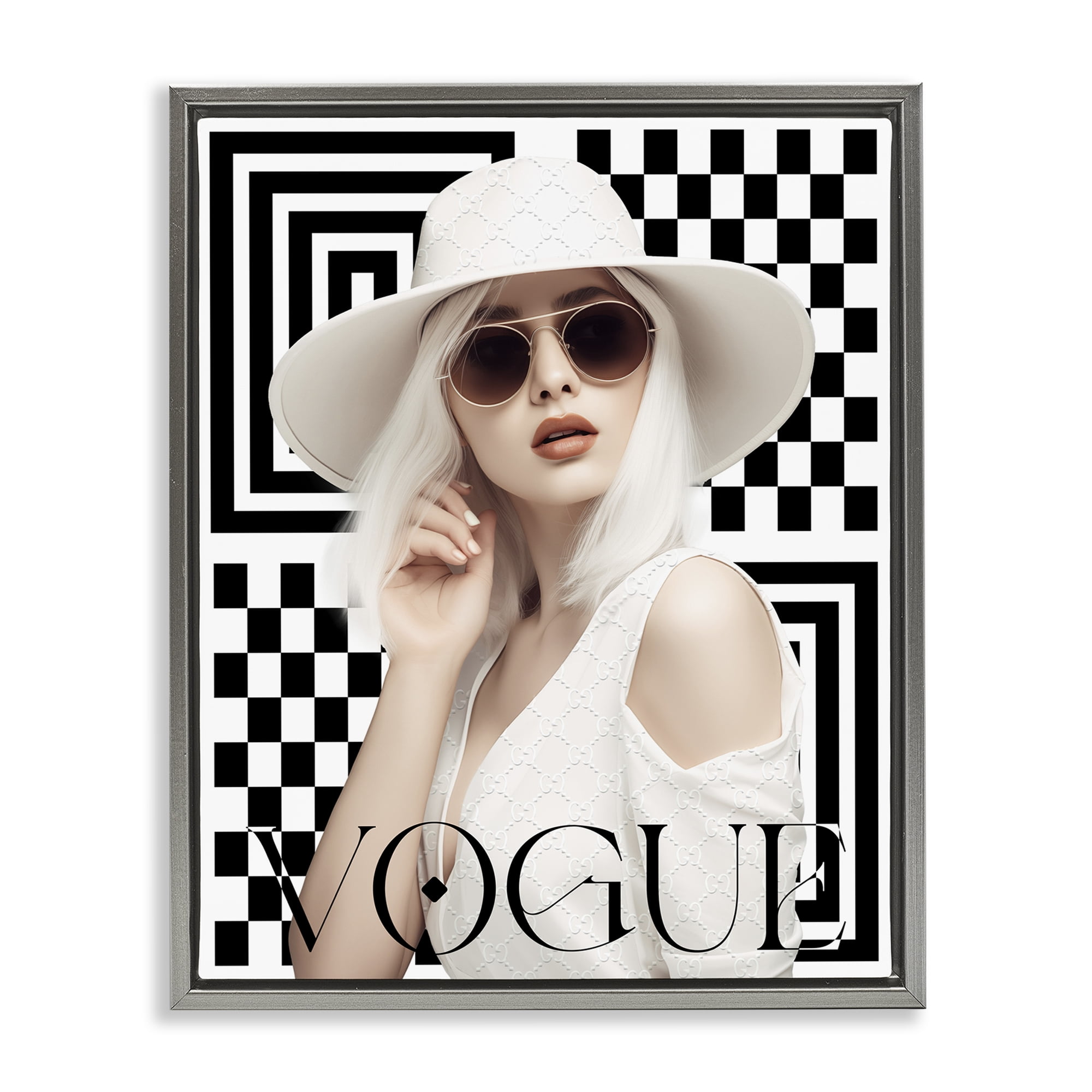 Stupell Industries Mod Elegance Woman Fashion Painting Gray Floater Framed Canvas Art Print Wall Art, 17 x 21