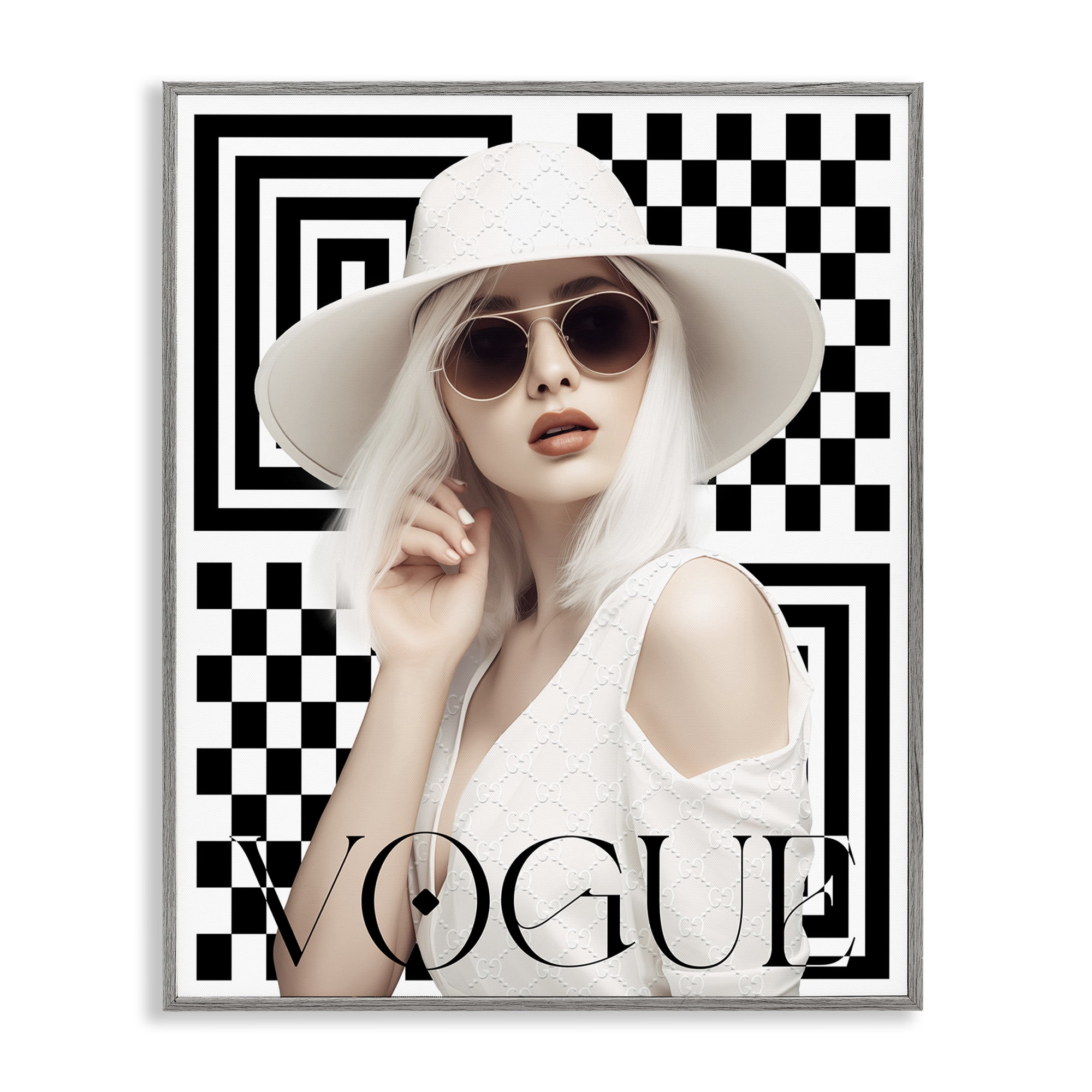 Stupell Industries Mod Elegance Woman Fashion Painting Gray Framed Art Print Wall Art, 11 x 14