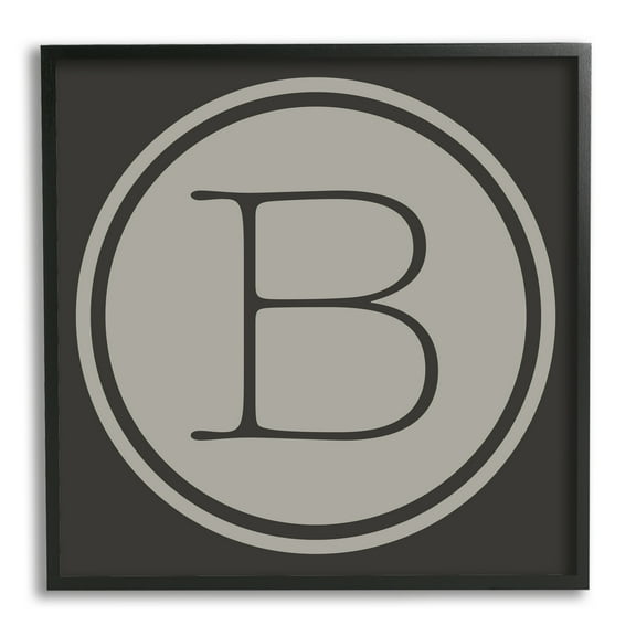 Stupell Industries Modern A Initial Elevator Key Circular Shape Typography Painting Black Framed Art Print Wall Art, 12 x 12