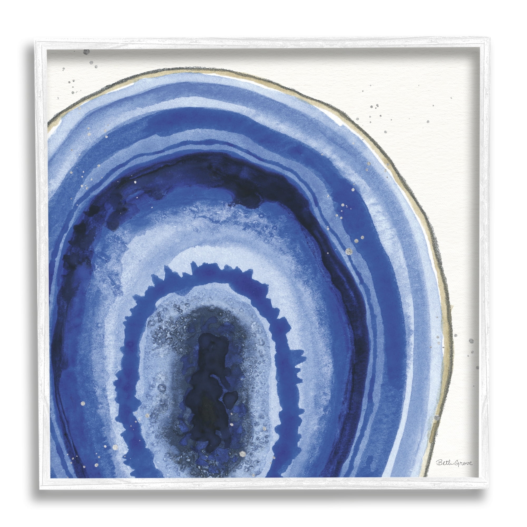 Stupell Industries Modern Abstract Blue Agate Boho Geode Pattern, 24 x 24,Design by Beth Grove