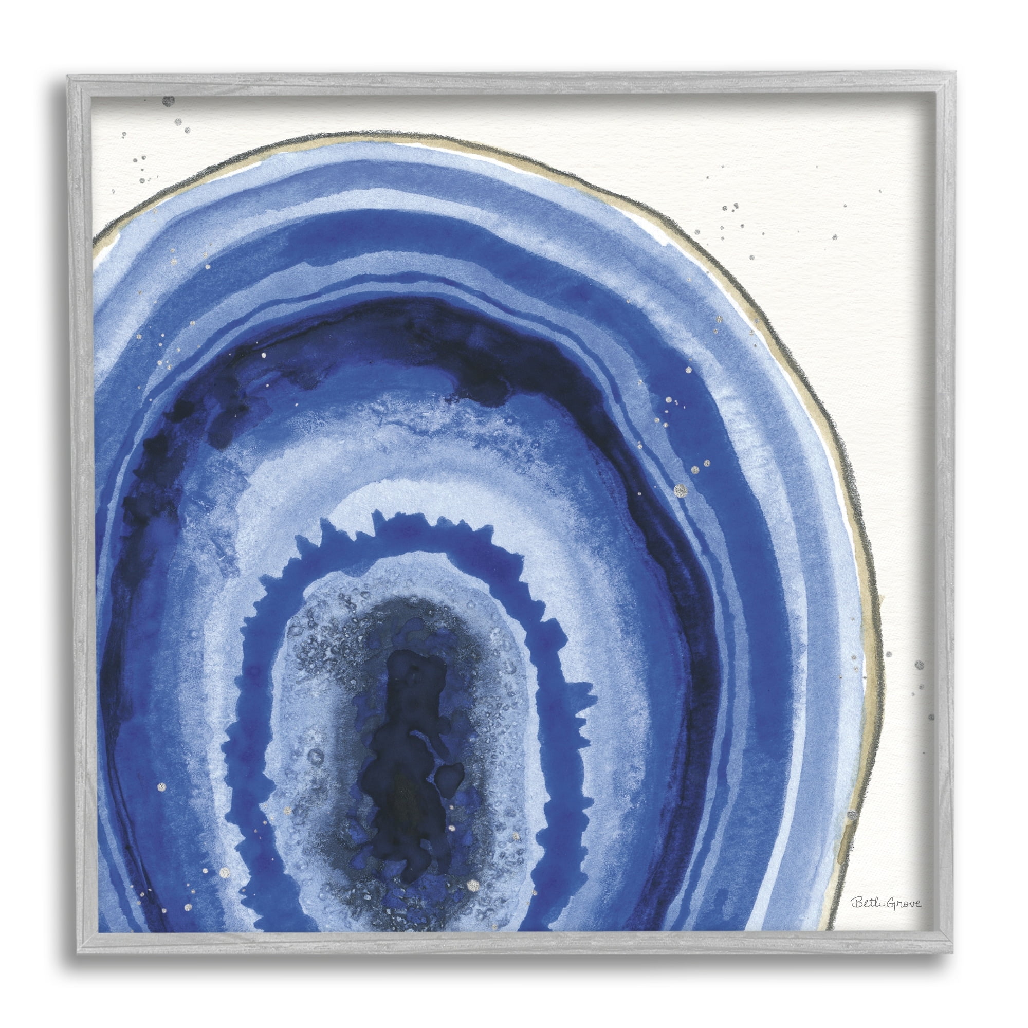Stupell Industries Modern Abstract Blue Agate Boho Geode Pattern, 24 x 24,Design by Beth Grove