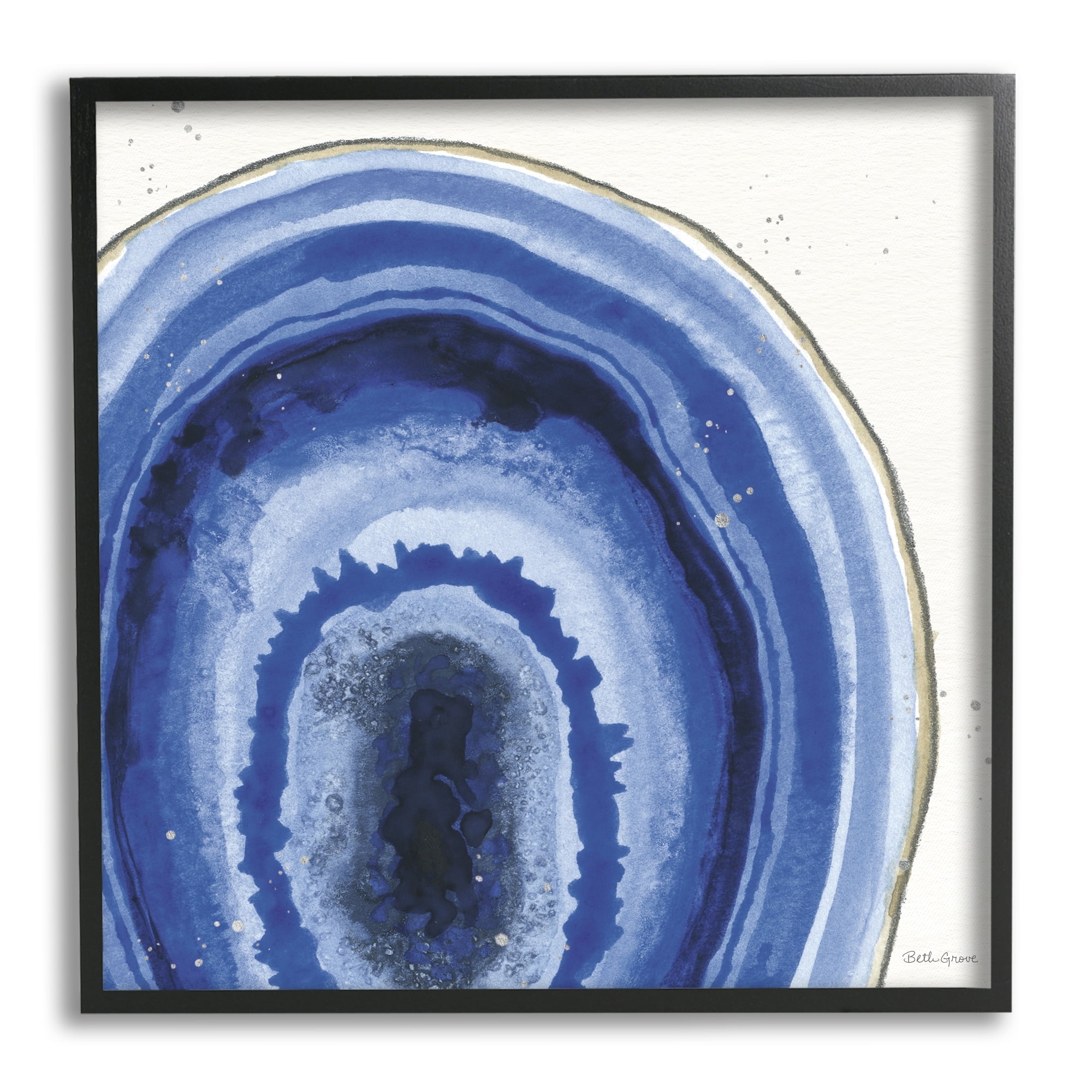 Stupell Industries Modern Abstract Blue Agate Boho Geode Pattern, 24 x 24,Design by Beth Grove