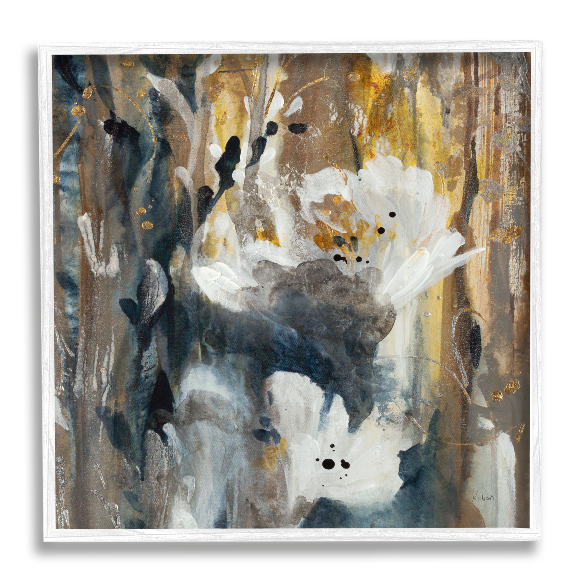 Stupell Industries Modern Abstract Botanical Painting Cascading Floral Petals, 24 x 24, Design by K. Nari