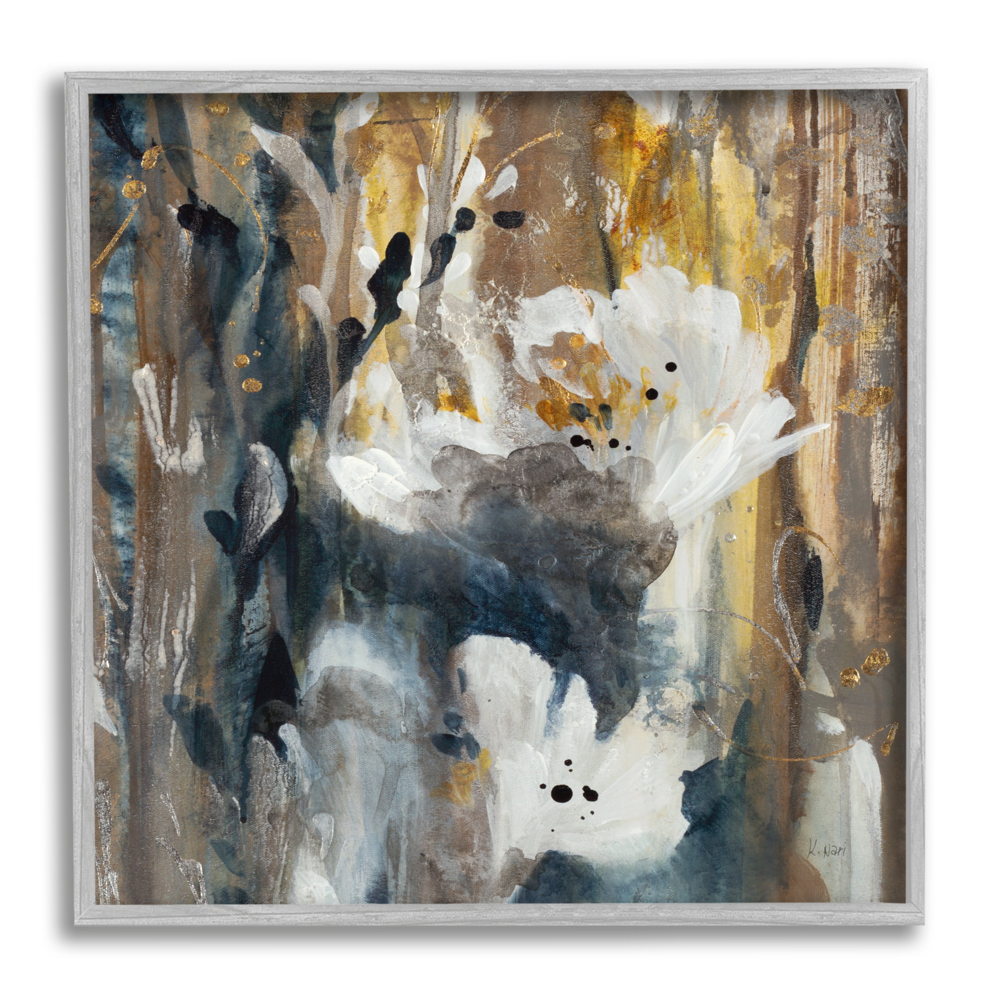 Stupell Industries Modern Abstract Botanical Painting Cascading Floral Petals, 24 x 24, Design by K. Nari