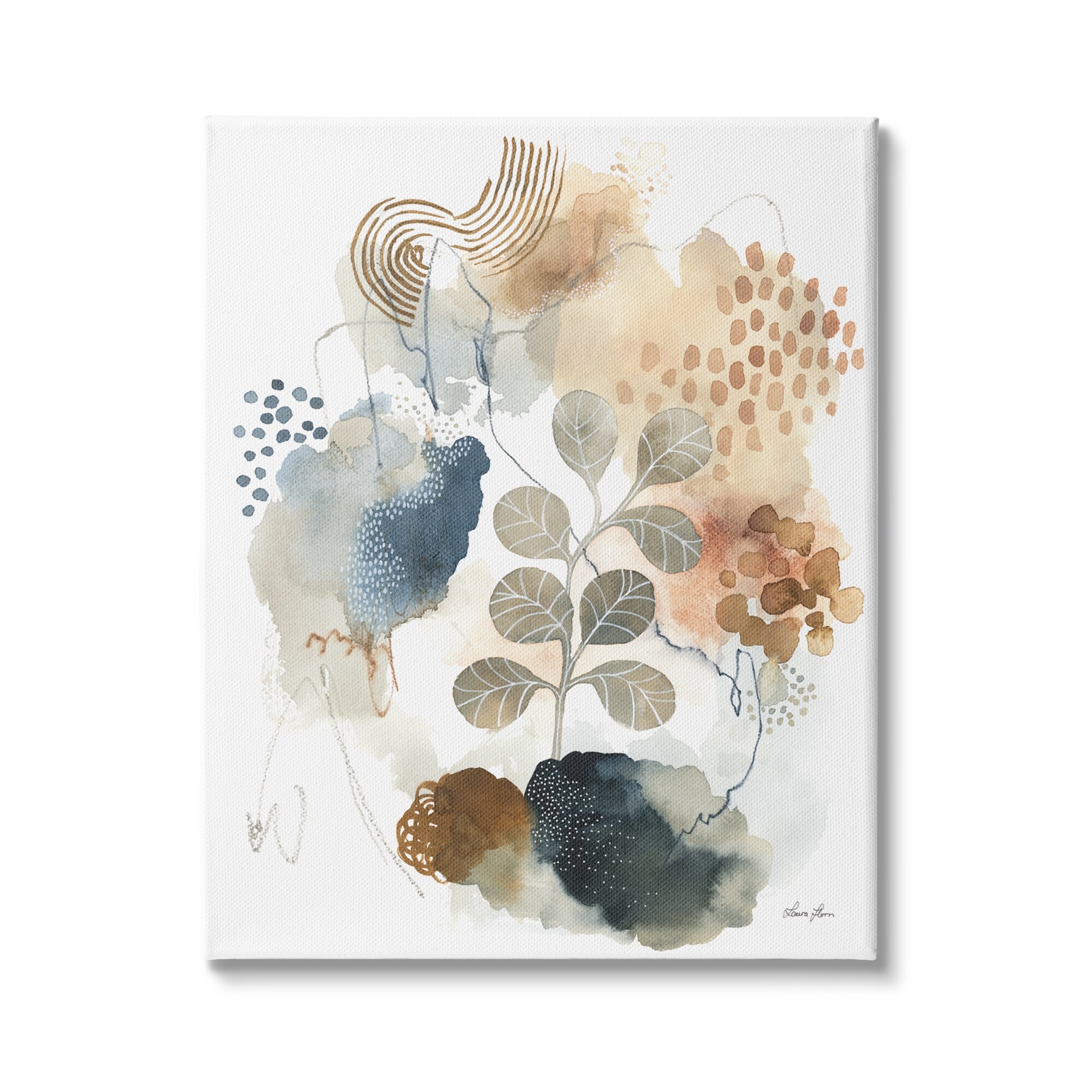 Stupell Industries Modern Abstract Botanicals Spiral Shape Collage Blue Brown, 16 x 20,Design by Laura Horn