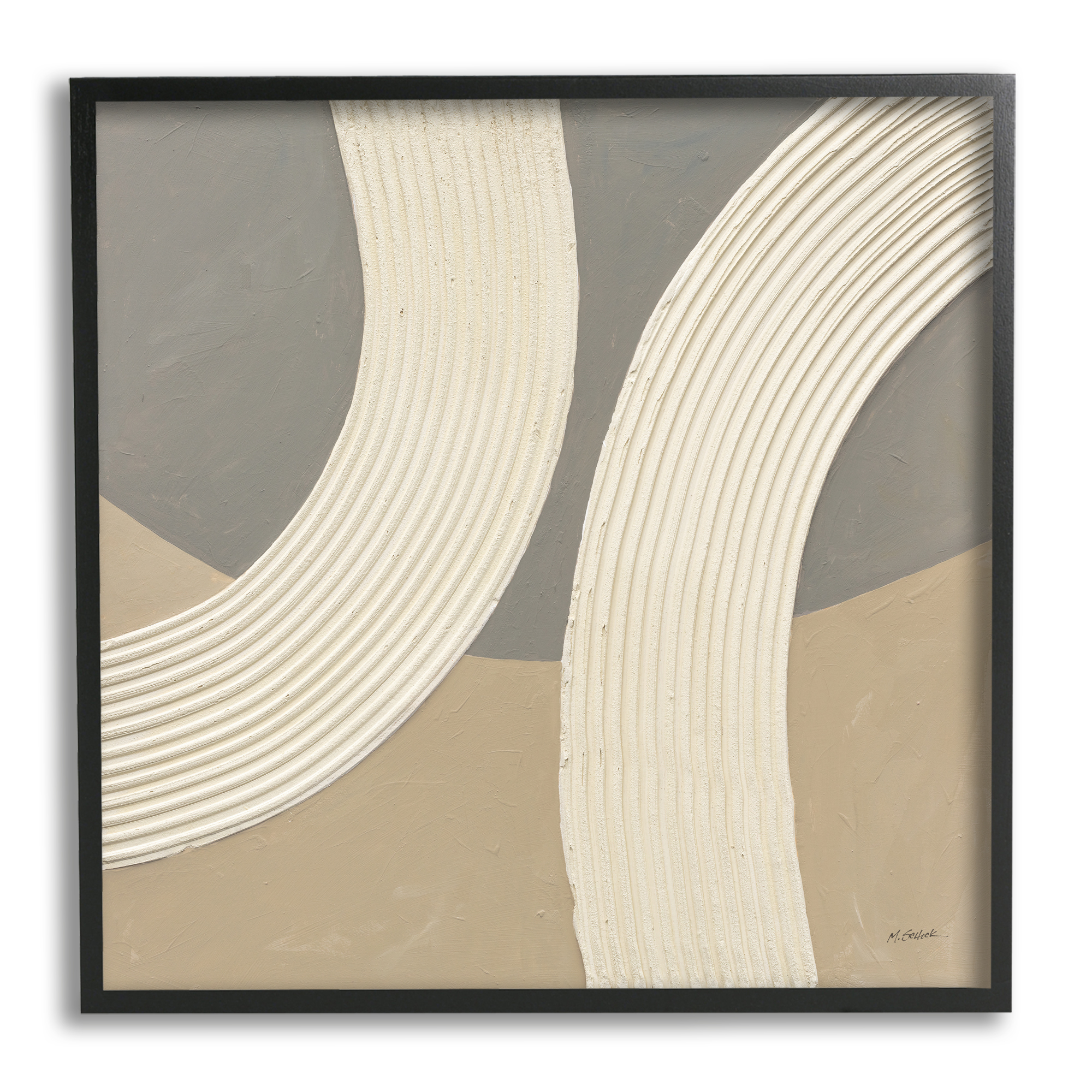 Stupell Industries Modern Abstract Circles Abstract Painting Black Framed Art Print Wall Art, 17 x 17
