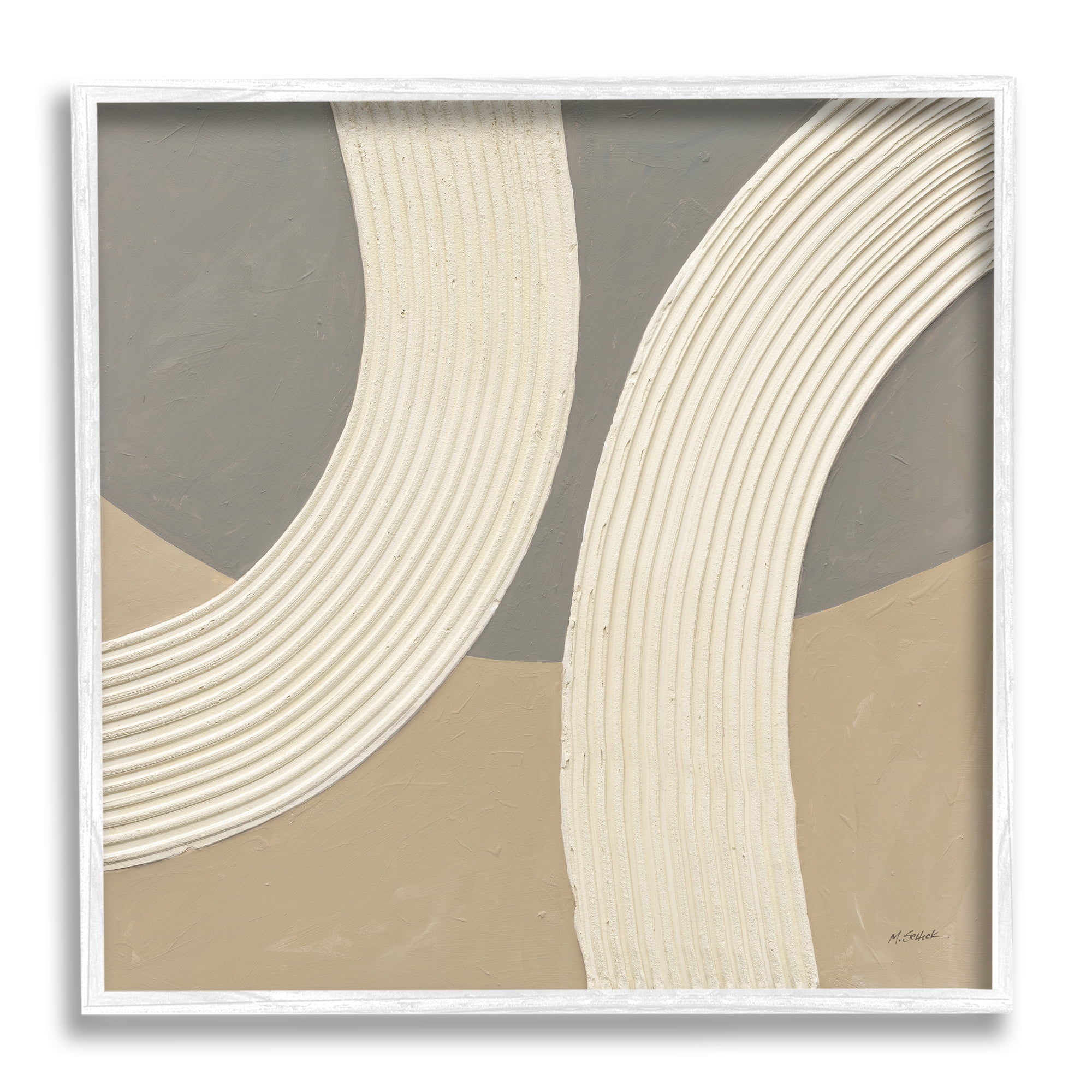 Stupell Industries Modern Abstract Circles Abstract Painting White Framed Art Print Wall Art, 17 x 17