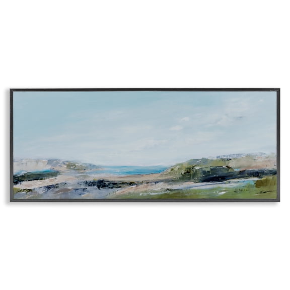 Stupell Industries Modern Abstract Coastal Cliffs Landscape Black Framed Giclee Art, 24 x 10, by Michele Gort