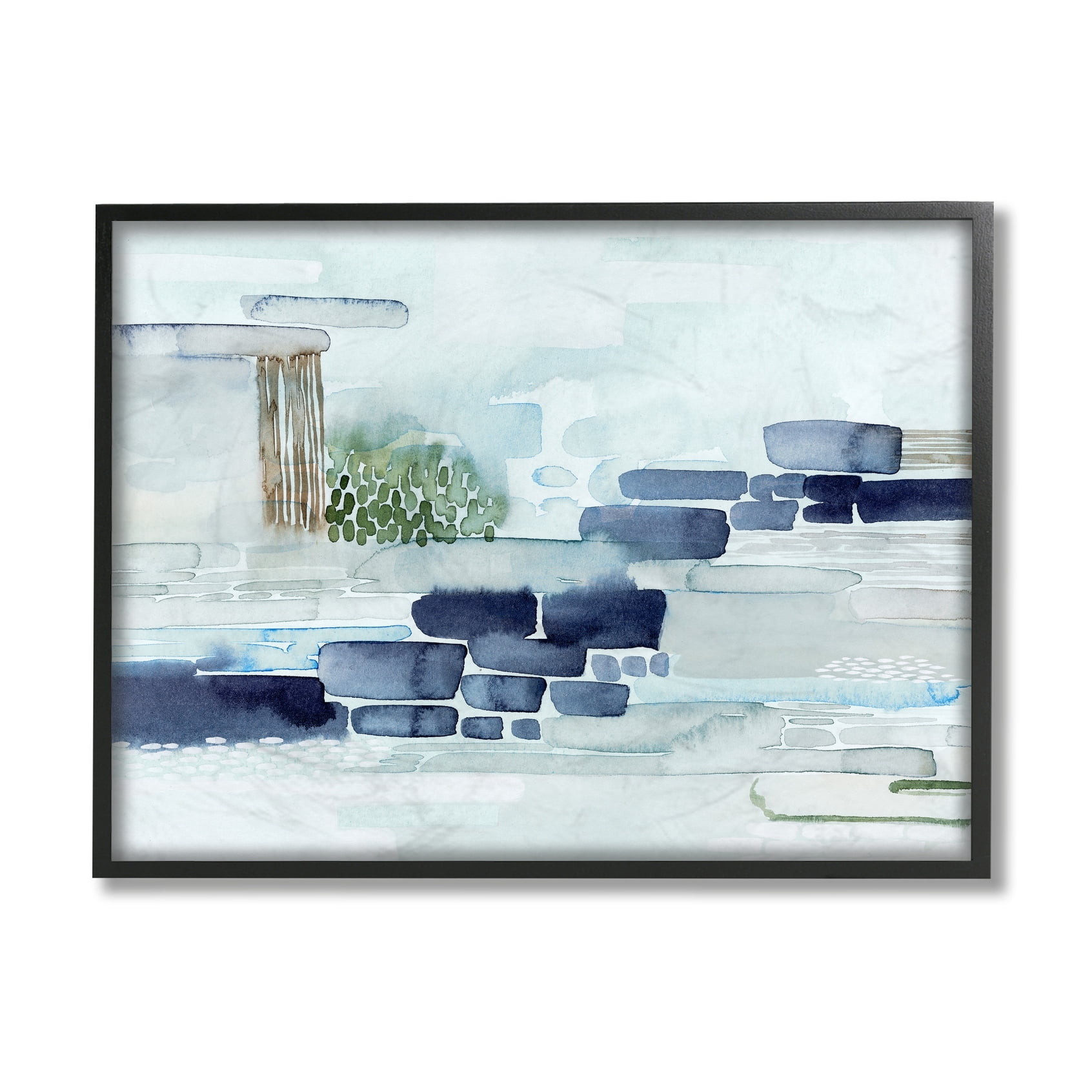 Stupell Industries Modern Abstract Coastal Landscape Organic Blocks Black Framed, 11 x 14, Design by Grace Popp