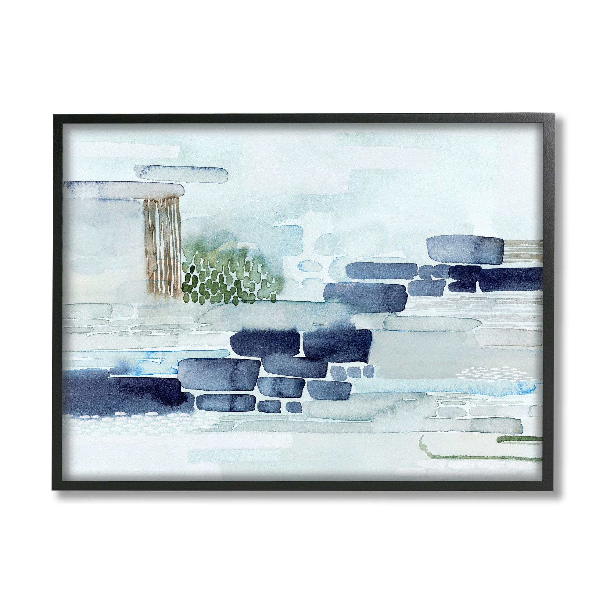 Stupell Industries Modern Abstract Coastal Landscape Organic Blocks Black Framed, 16 x 20, Design by Grace Popp