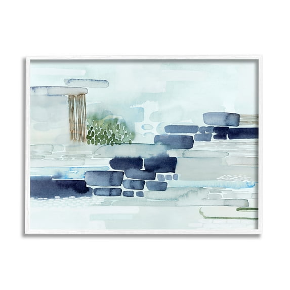 Stupell Industries Modern Abstract Coastal Landscape Organic Blocks Painting Framed Art Print Wall Art, 30x24, By Grace Popp