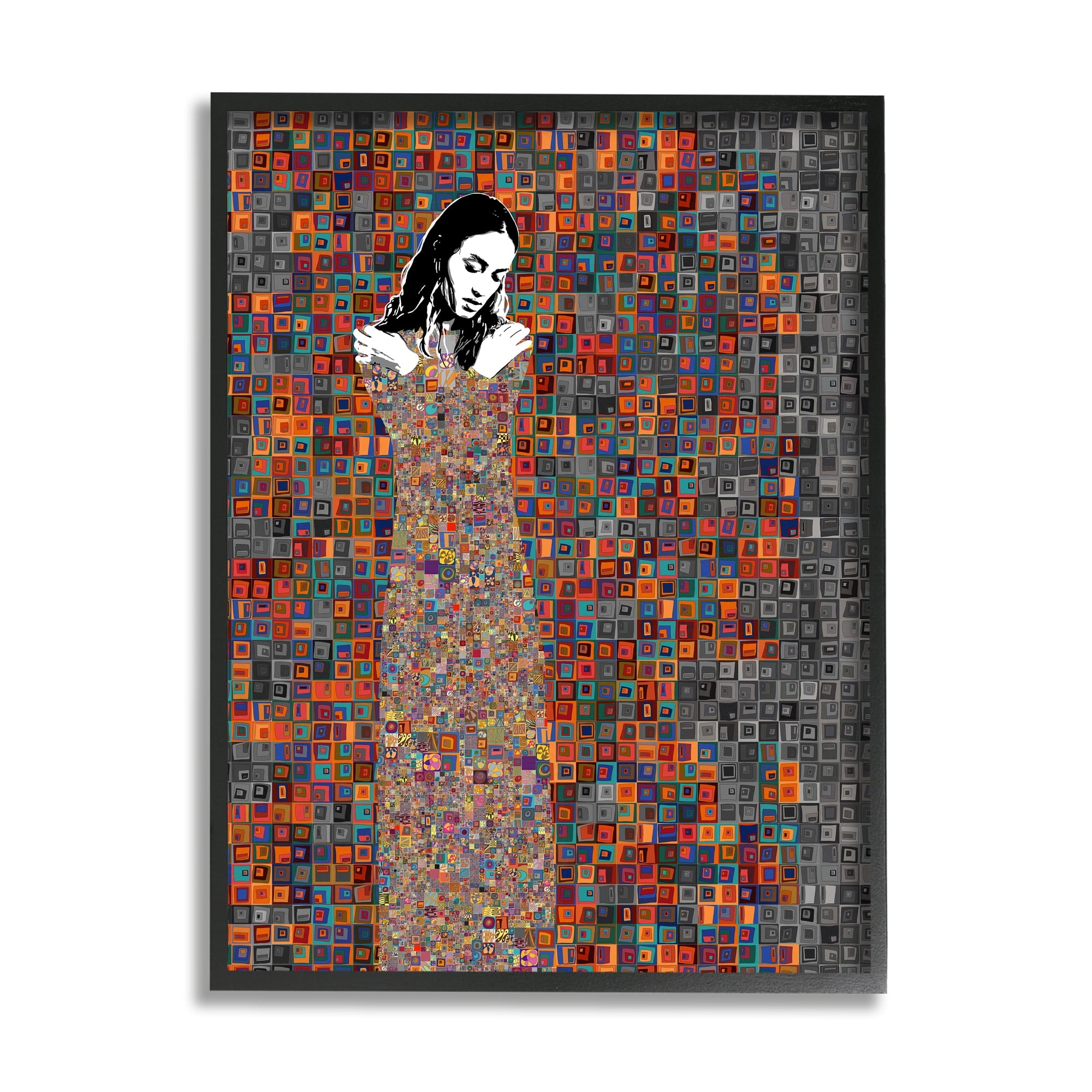 Stupell Industries Modern Abstract Female Mosaic Portrait Block Tile Shapes, 11 x 14,Design by Jose Cacho